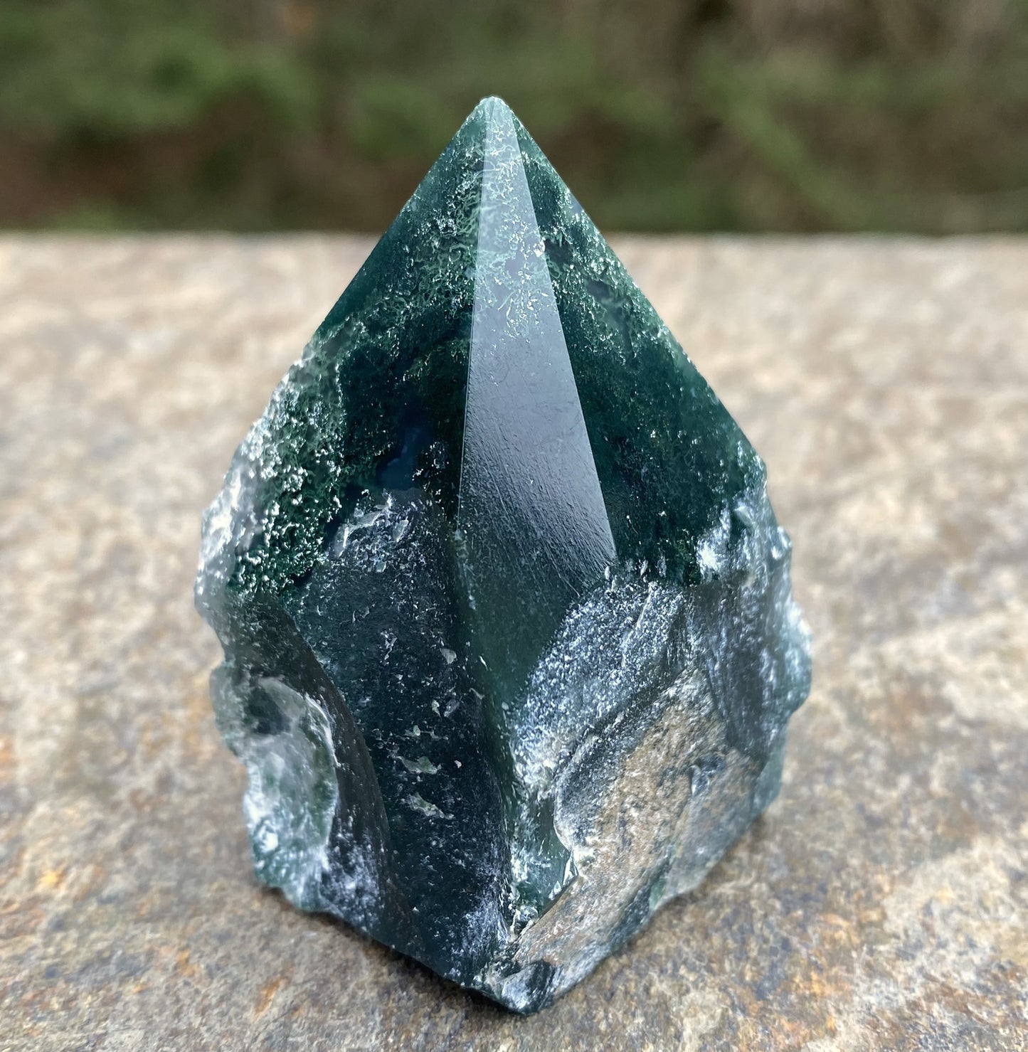 Moss Agate Point Polished & Raw Grounding Balance Stability 29448S