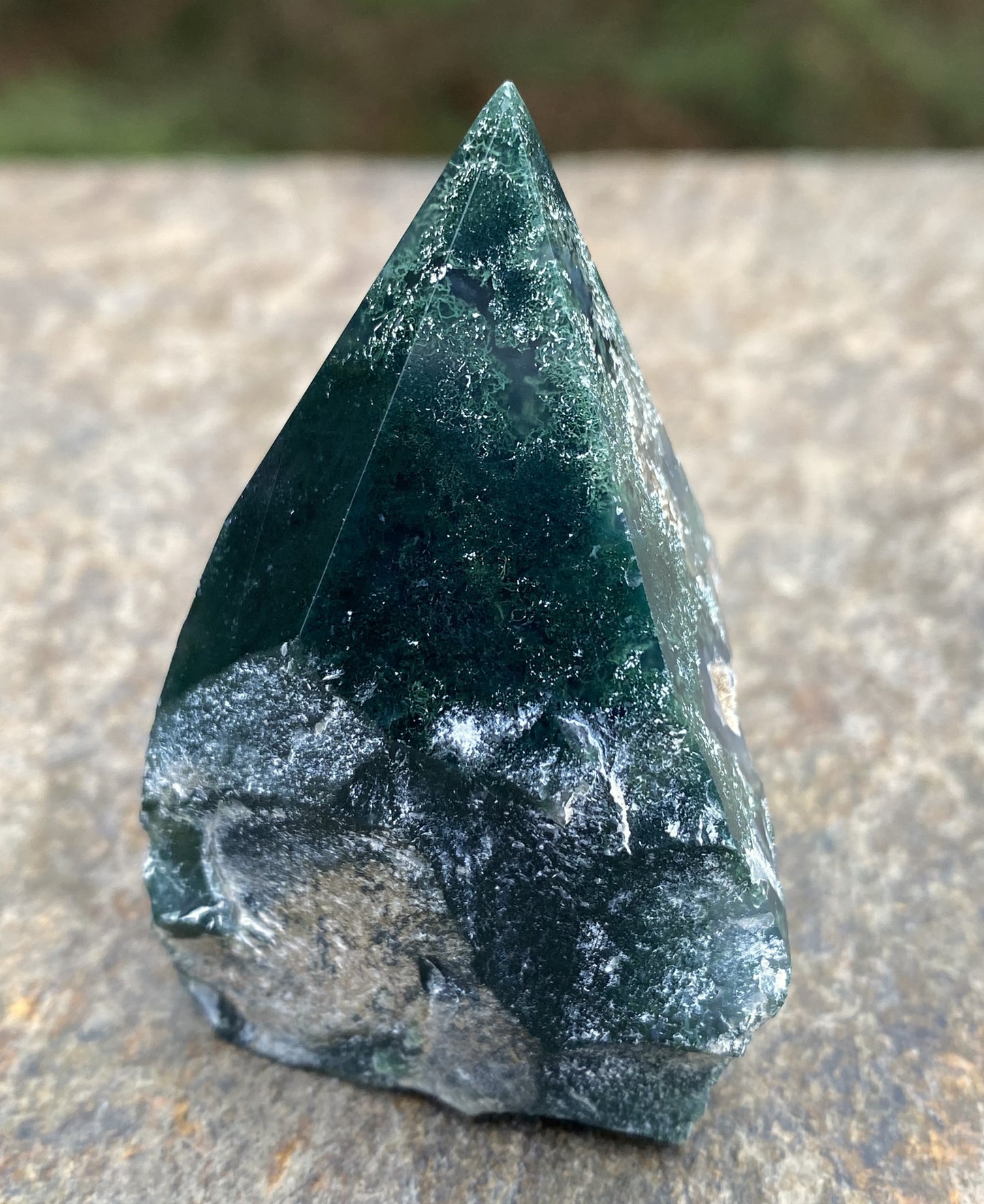 Moss Agate Point Polished & Raw Grounding Balance Stability 29448S