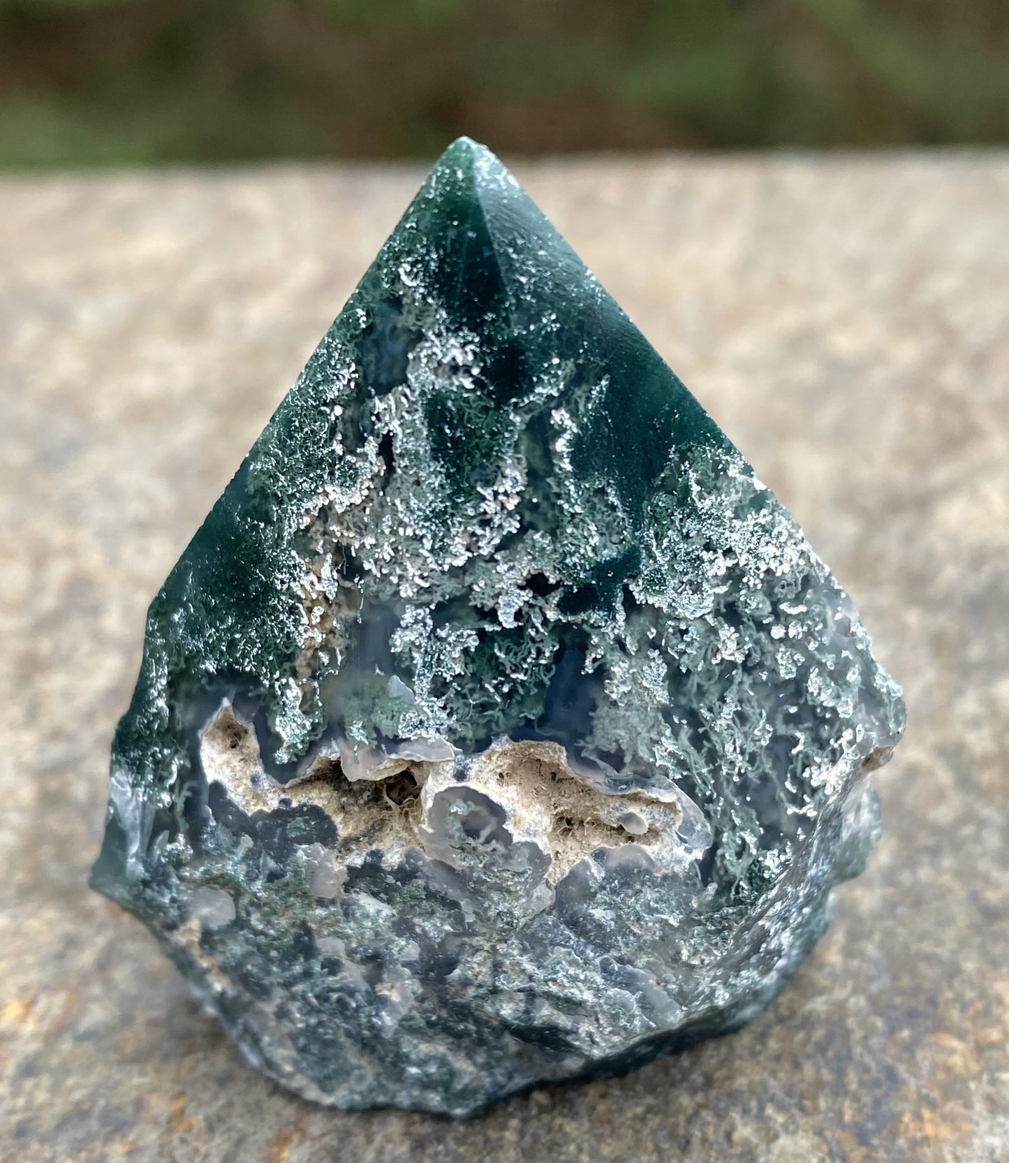Moss Agate Point Polished & Raw Grounding Balance Stability 29448S