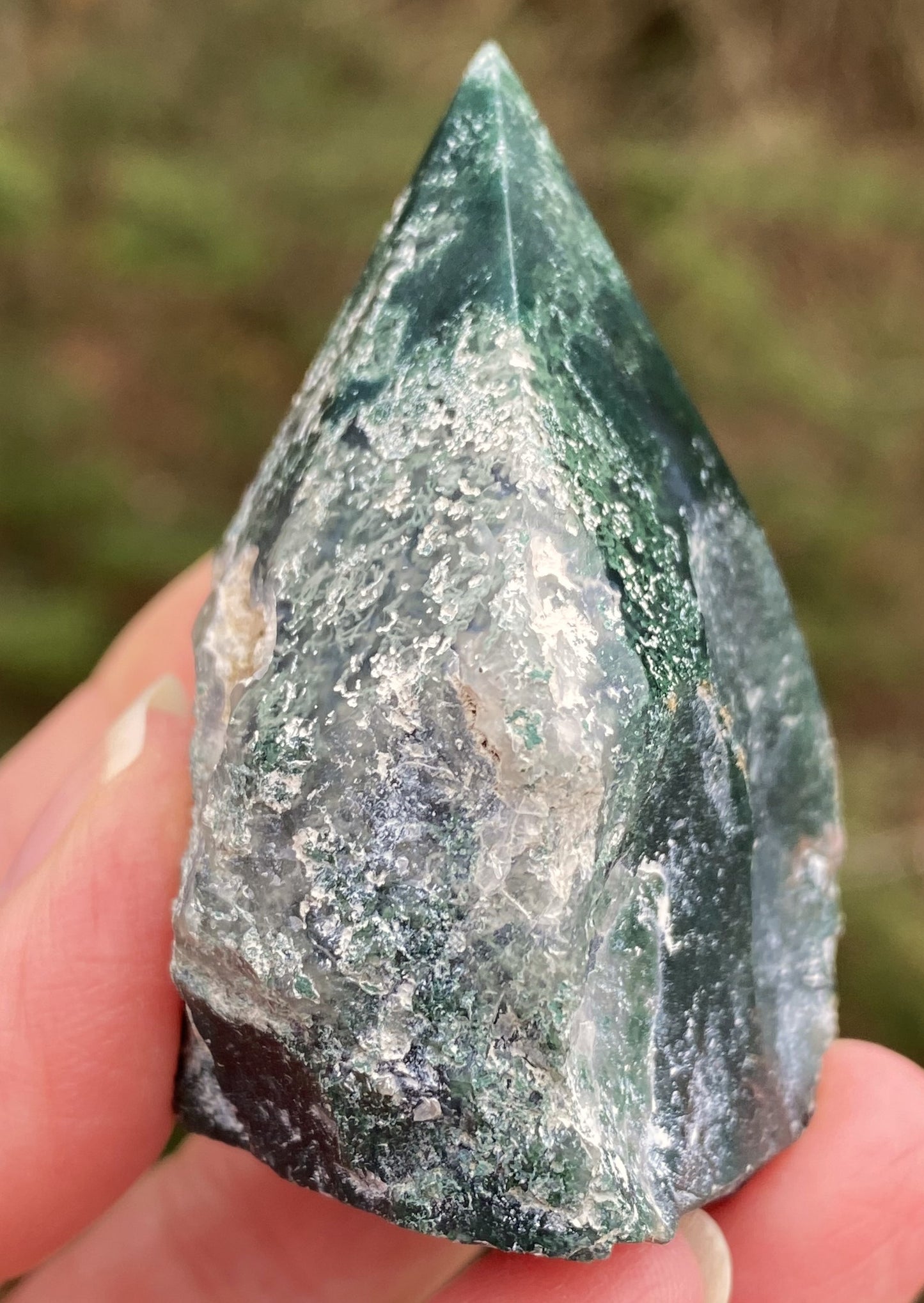 Moss Agate Point Polished & Raw Grounding Balance Stability 29448S