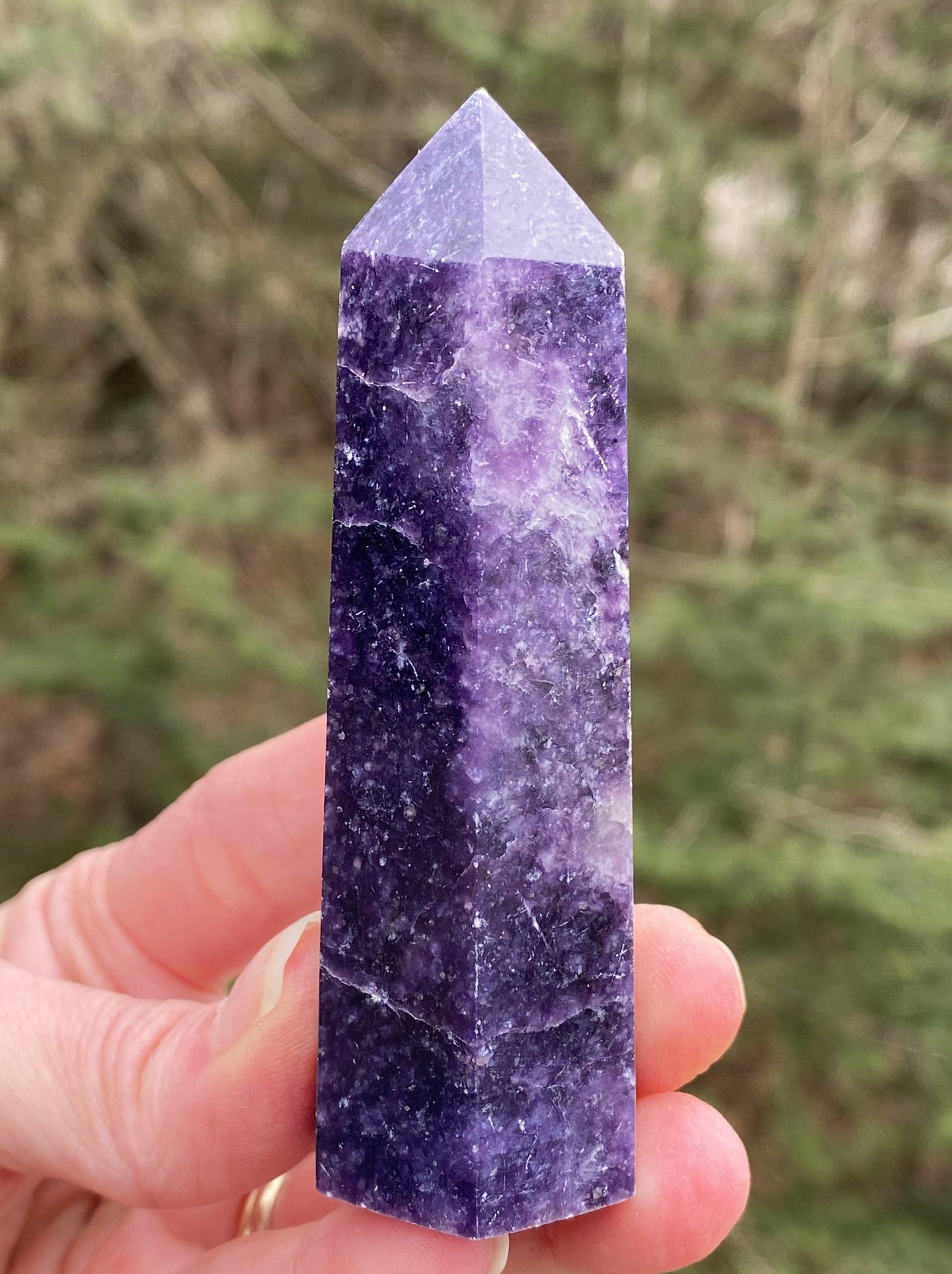 Lepidolite Tower Point Dark Purple Emotional Balance Calm 29338S