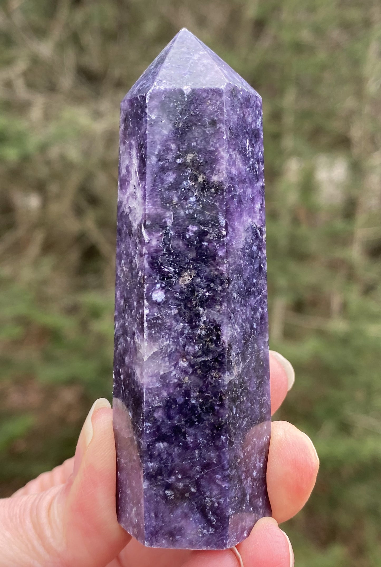 Lepidolite Tower Point Dark Purple Emotional Balance Calm 29338S