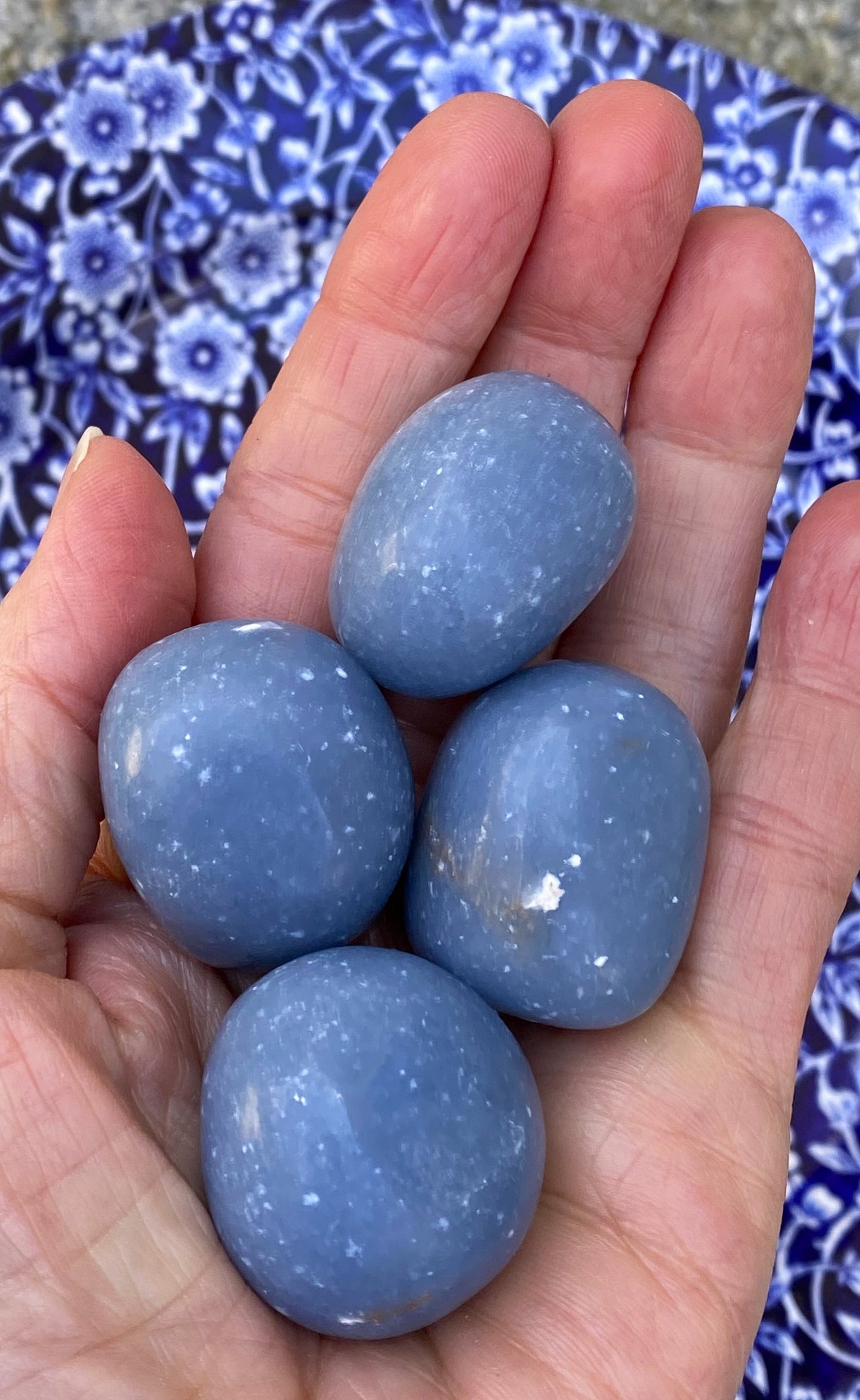 Angelite Pocket Stones Large Angels Intuition Communication 29422S