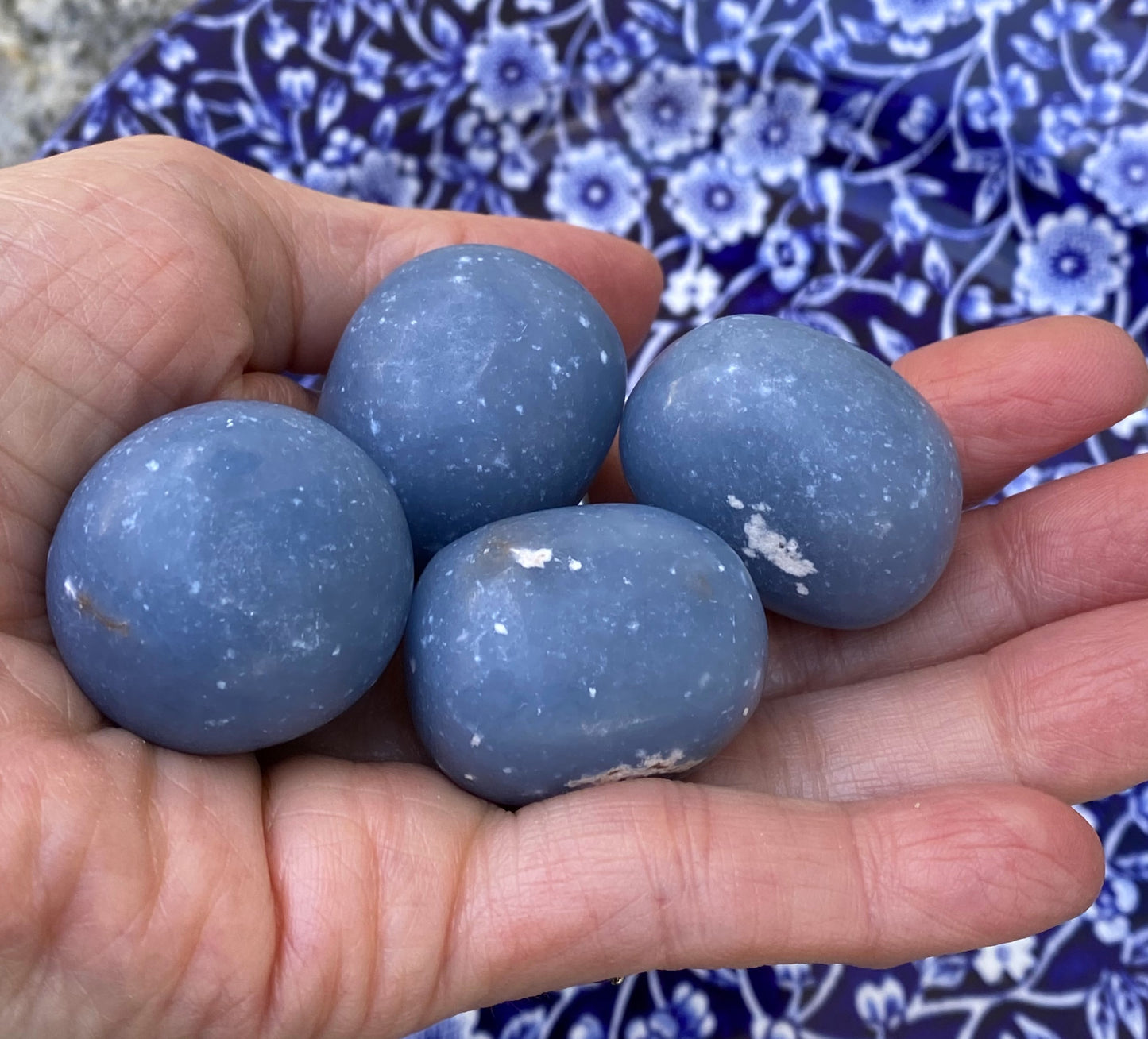 Angelite Pocket Stones Large Angels Intuition Communication 29422S