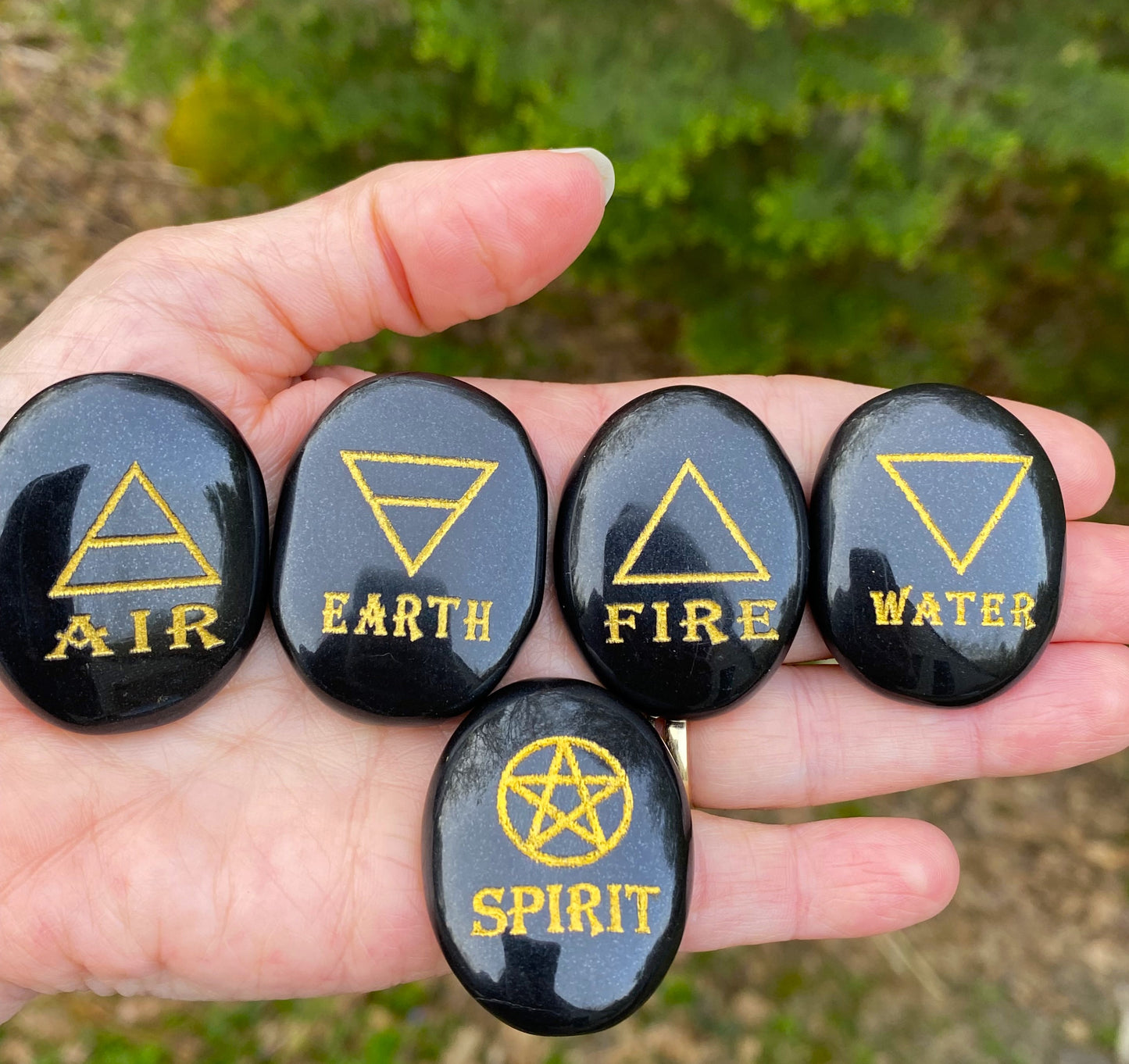 Elemental Pocket Palm Stone 5 Piece Set Black Obsidian 28205S
