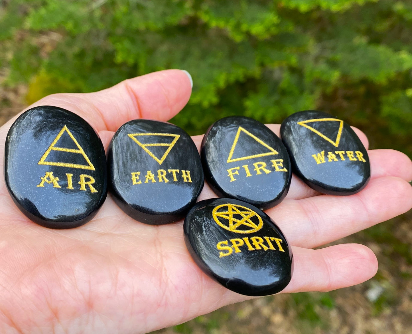 Elemental Pocket Palm Stone 5 Piece Set Black Obsidian 28205S