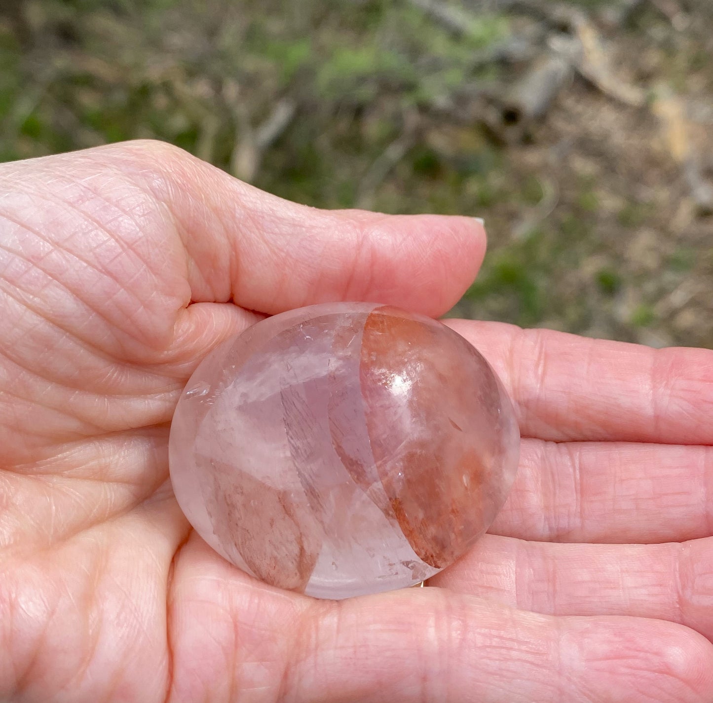 Hematoid Fire Quartz Small Palm Stone Healer Protection 28281S