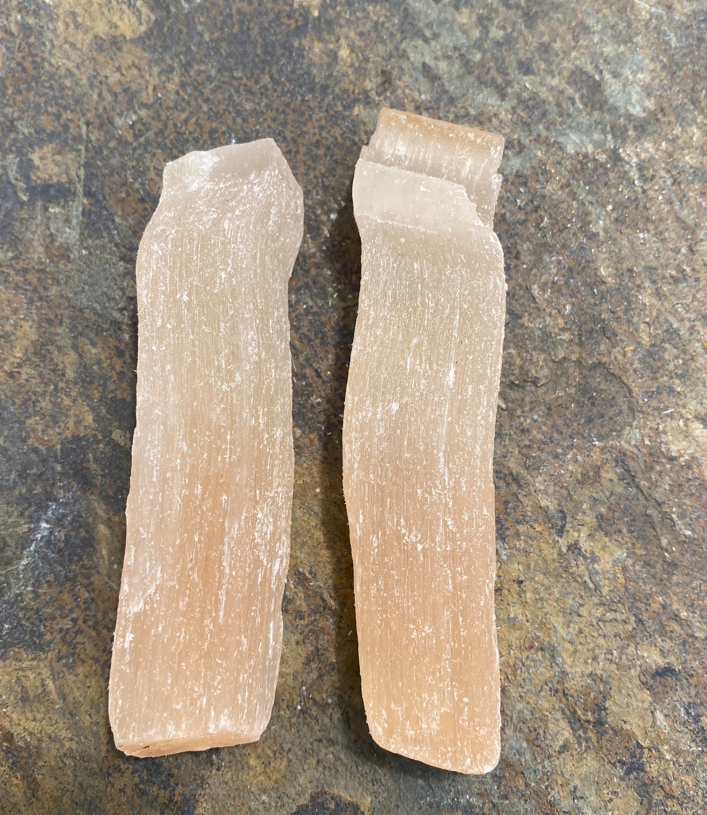 Peach Selenite Stick Piece Wand Raw Rough Healing Protection 29437S