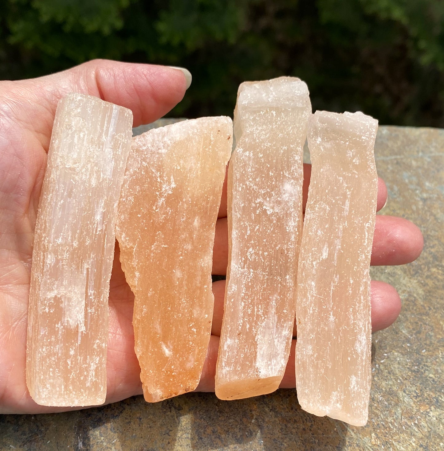 Peach Selenite Stick Piece Wand Raw Rough Healing Protection 29437S