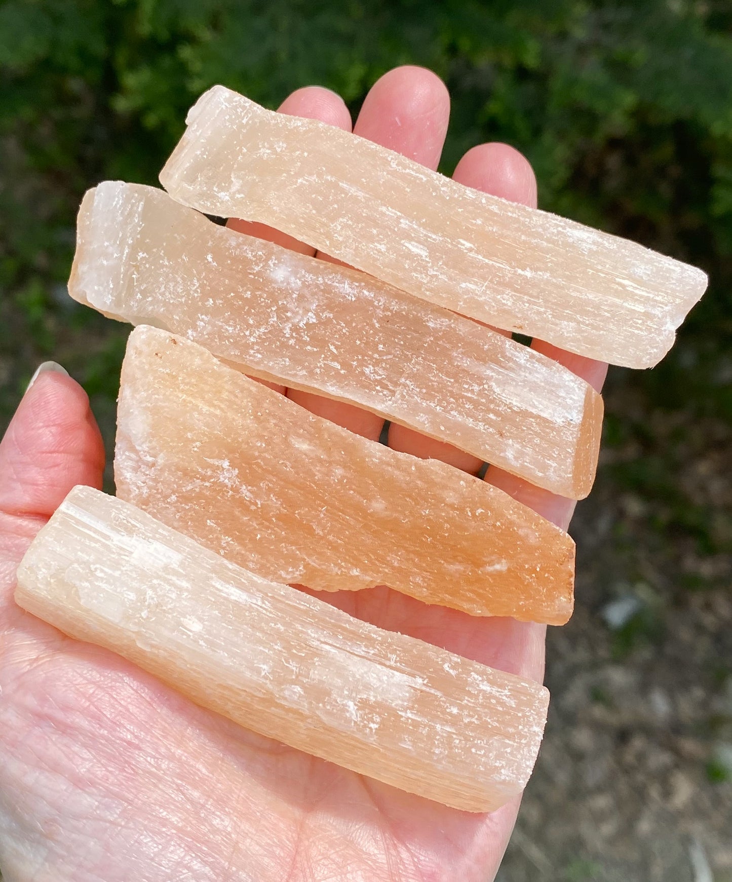 Peach Selenite Stick Piece Wand Raw Rough Healing Protection 29437S