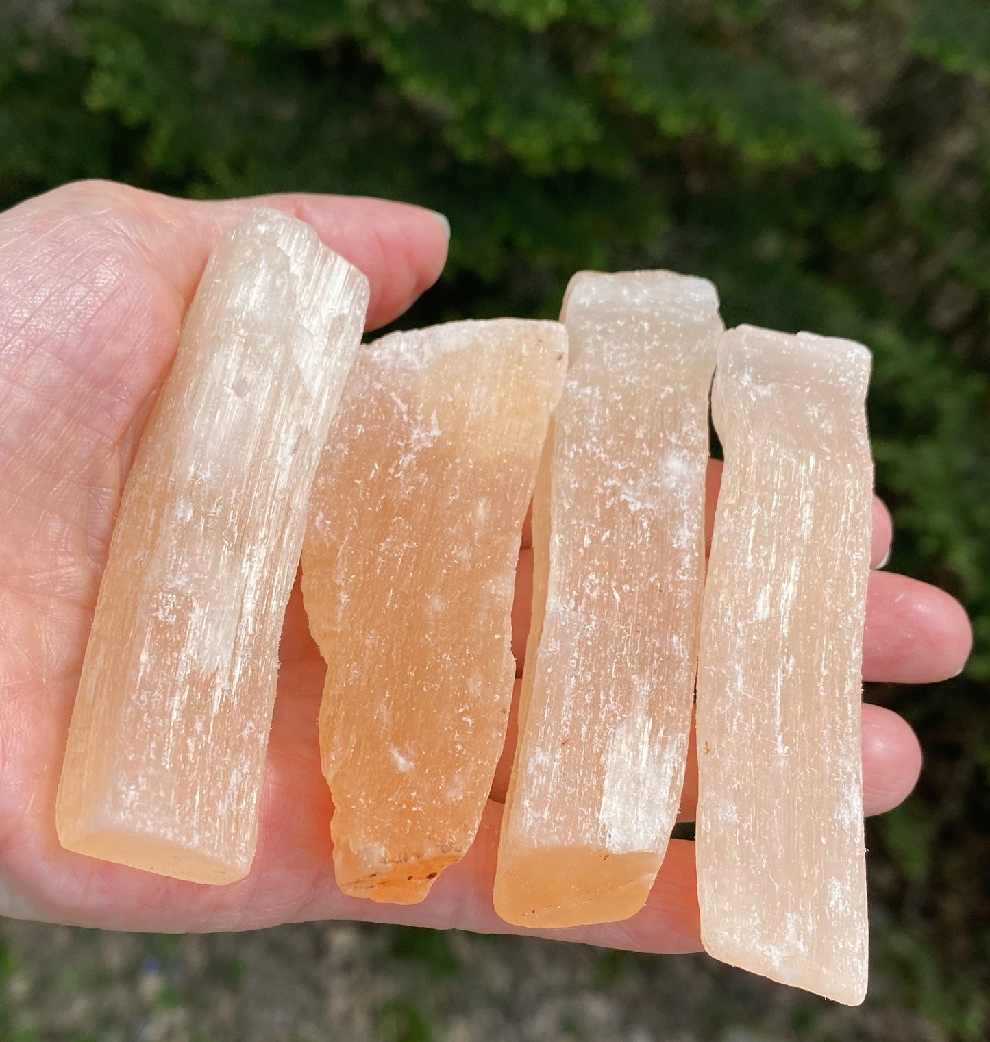 Peach Selenite Stick Piece Wand Raw Rough Healing Protection 29437S