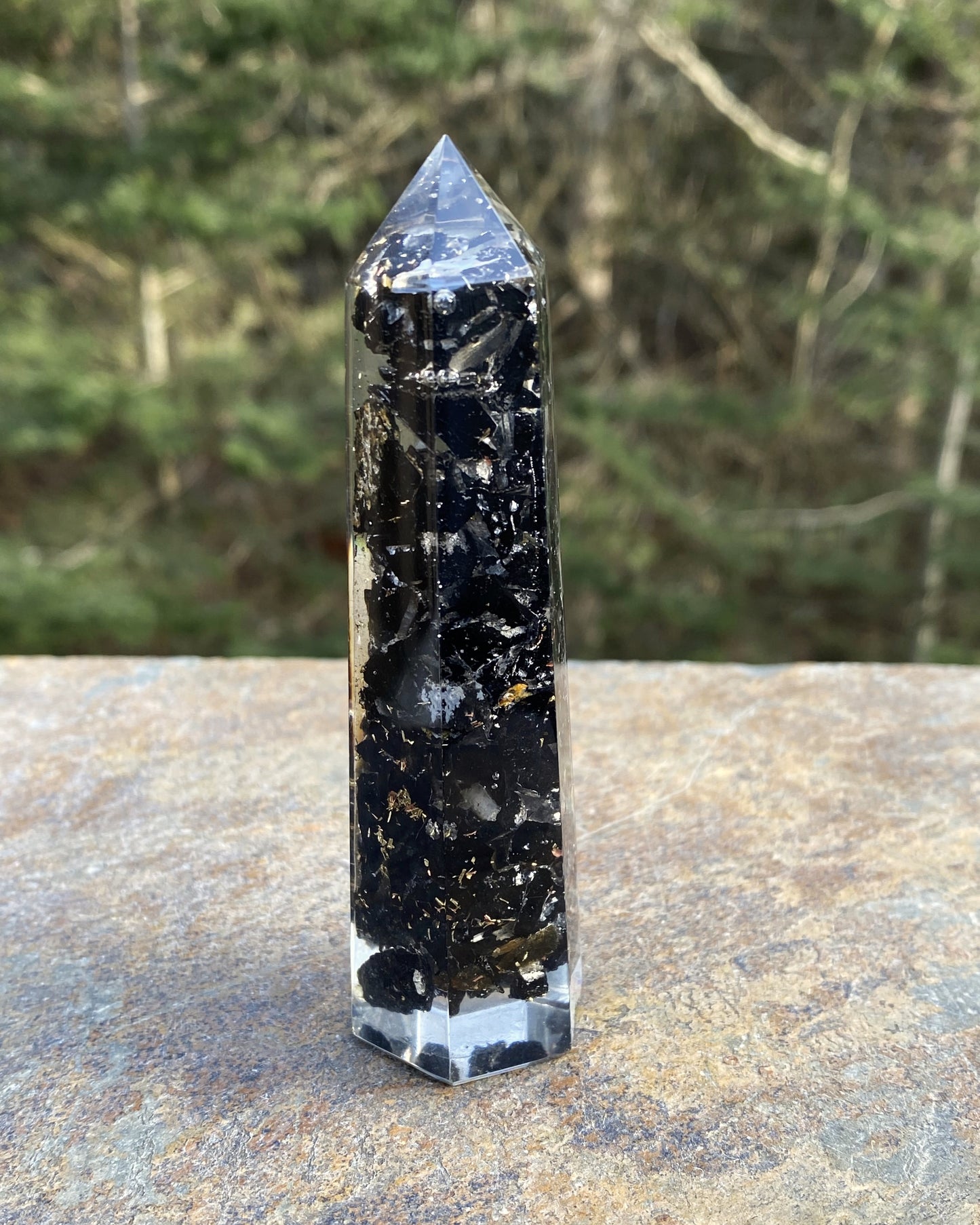 Tourmaline Black Orgone Tower Point Grounding Protection 29209S