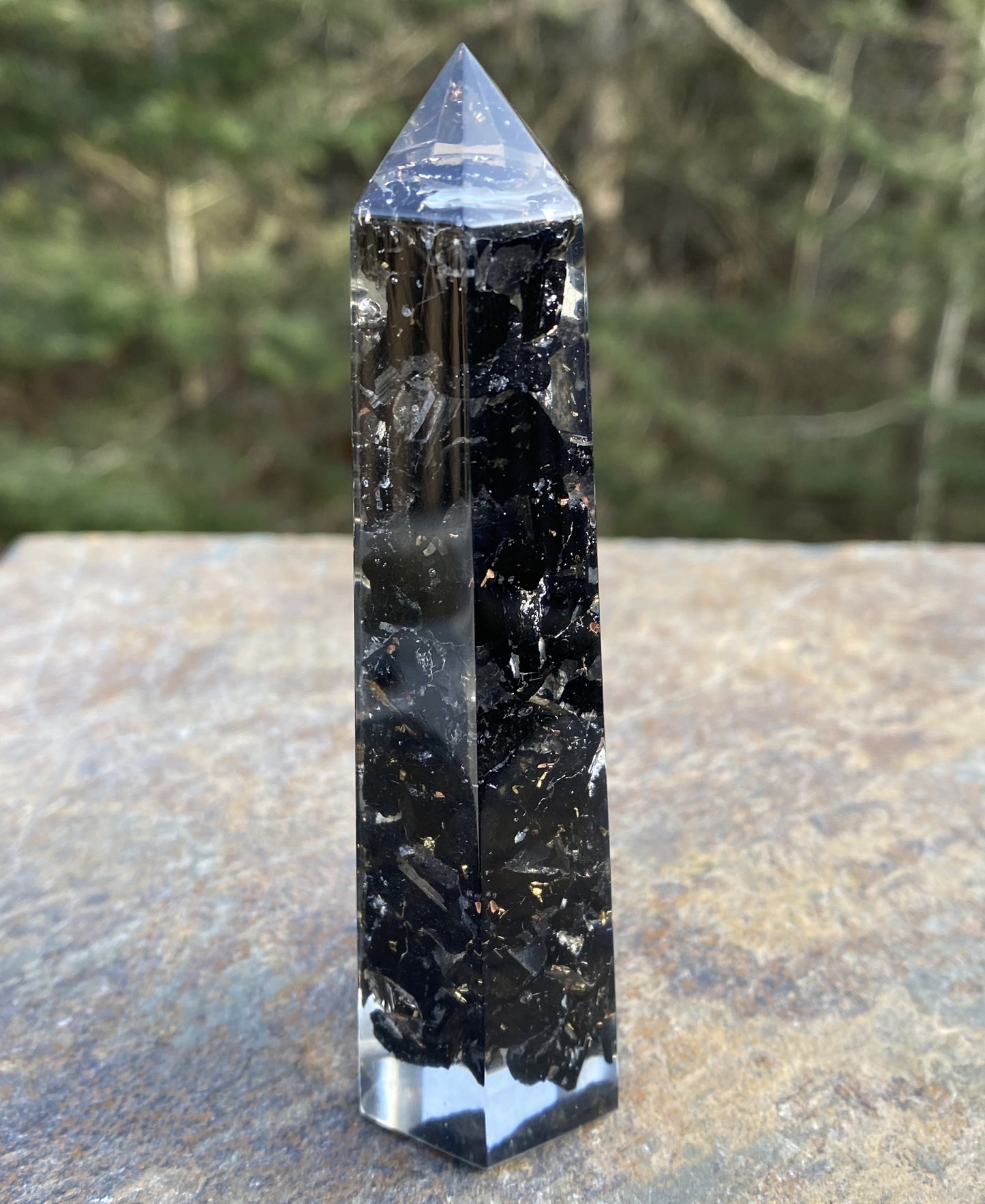 Tourmaline Black Orgone Tower Point Grounding Protection 29209S