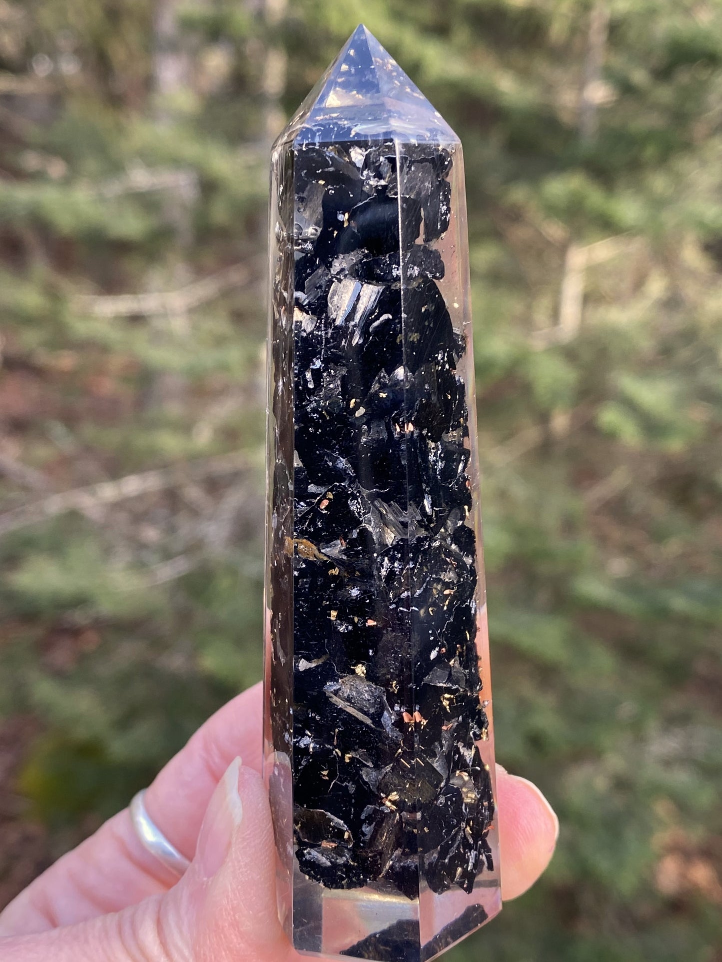 Tourmaline Black Orgone Tower Point Grounding Protection 29209S