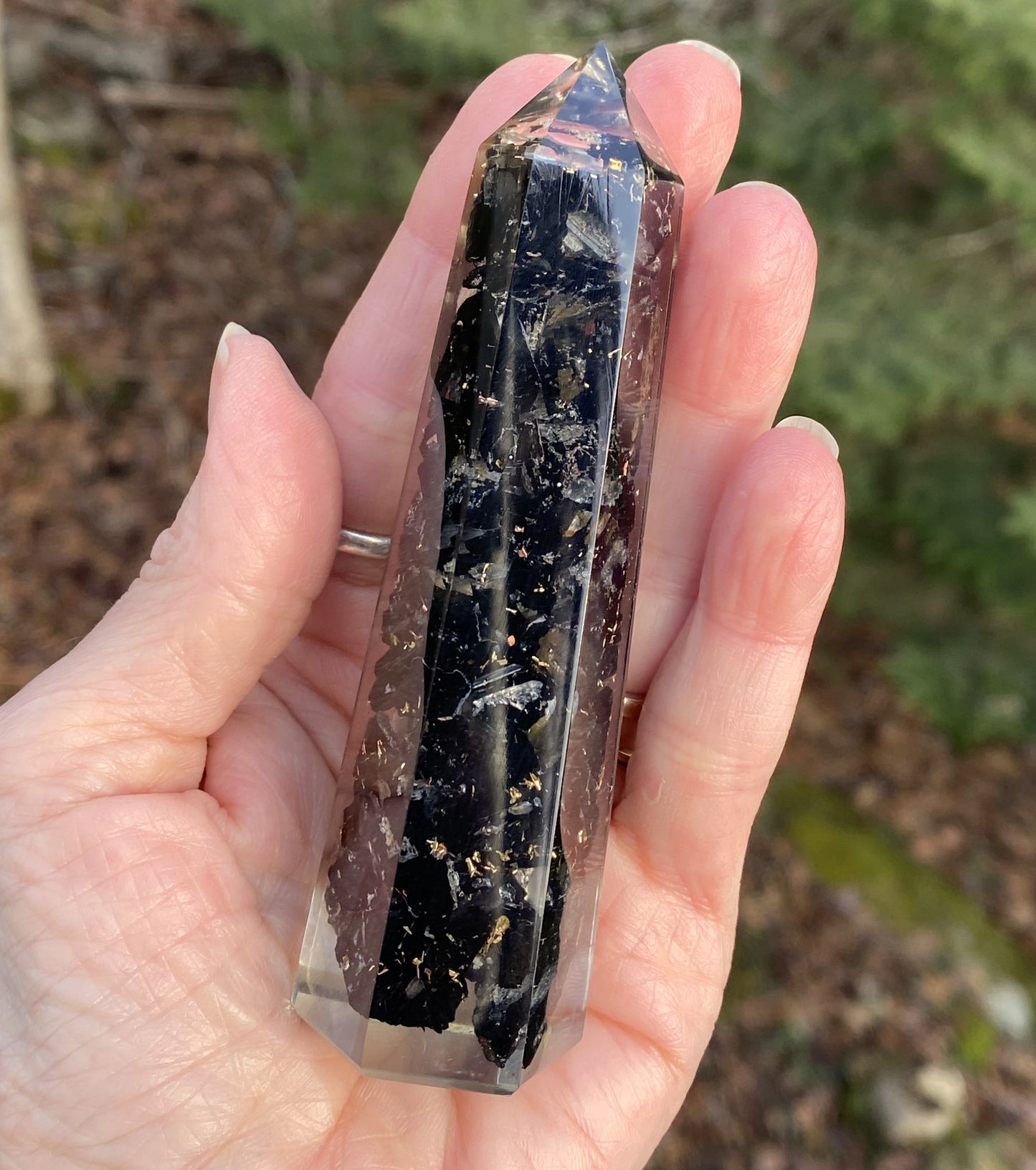 Tourmaline Black Orgone Tower Point Grounding Protection 29209S