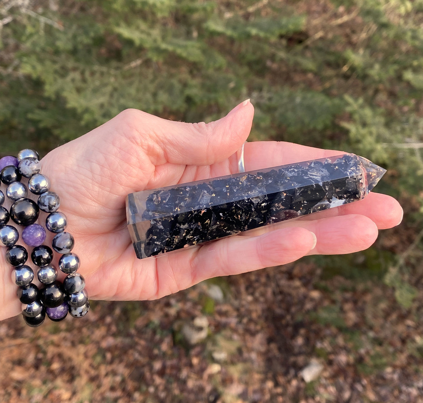 Tourmaline Black Orgone Tower Point Grounding Protection 29209S