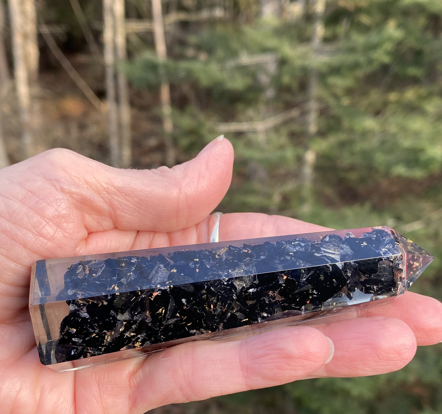 Tourmaline Black Orgone Tower Point Grounding Protection 29209S