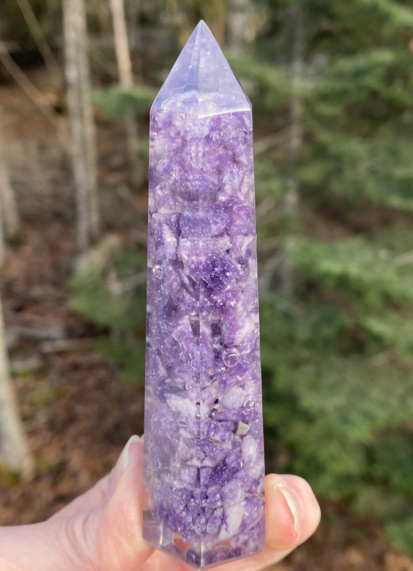Lepidolite Orgone Tower Point Emotional Balance Calm 29212S