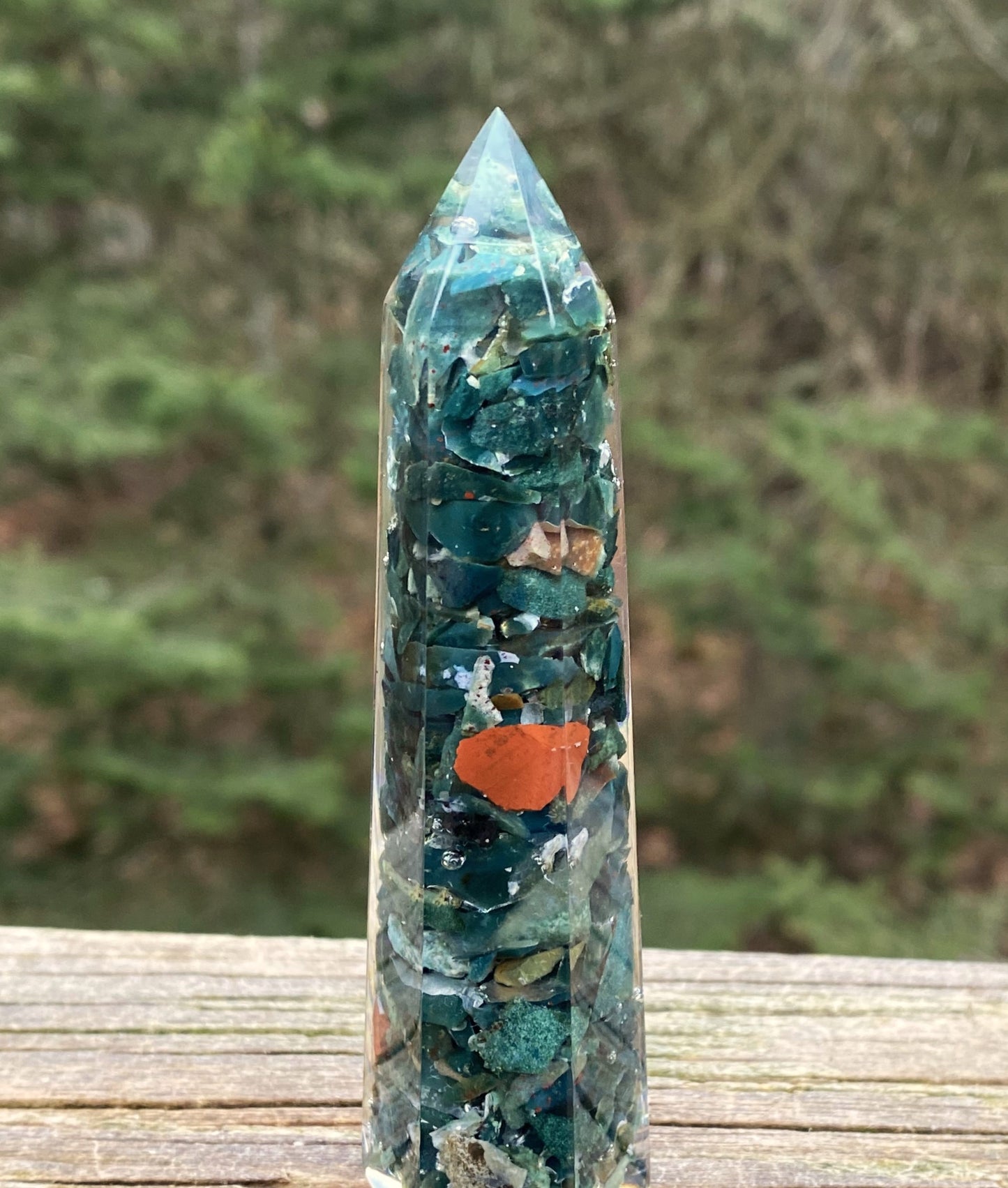 Bloodstone Orgone Tower 4" Abundance Healing Cleansing 29218S