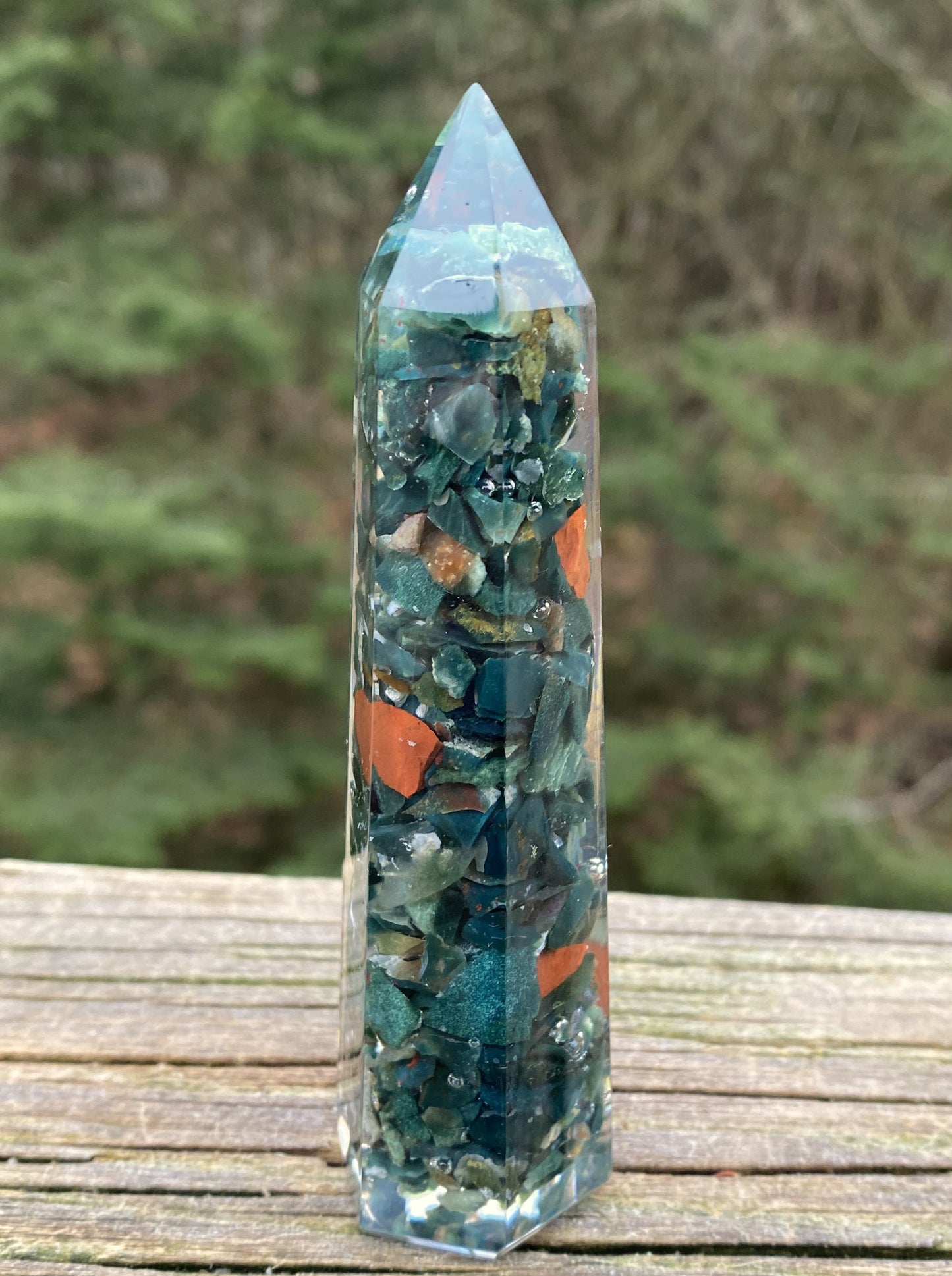 Bloodstone Orgone Tower 4" Abundance Healing Cleansing 29218S