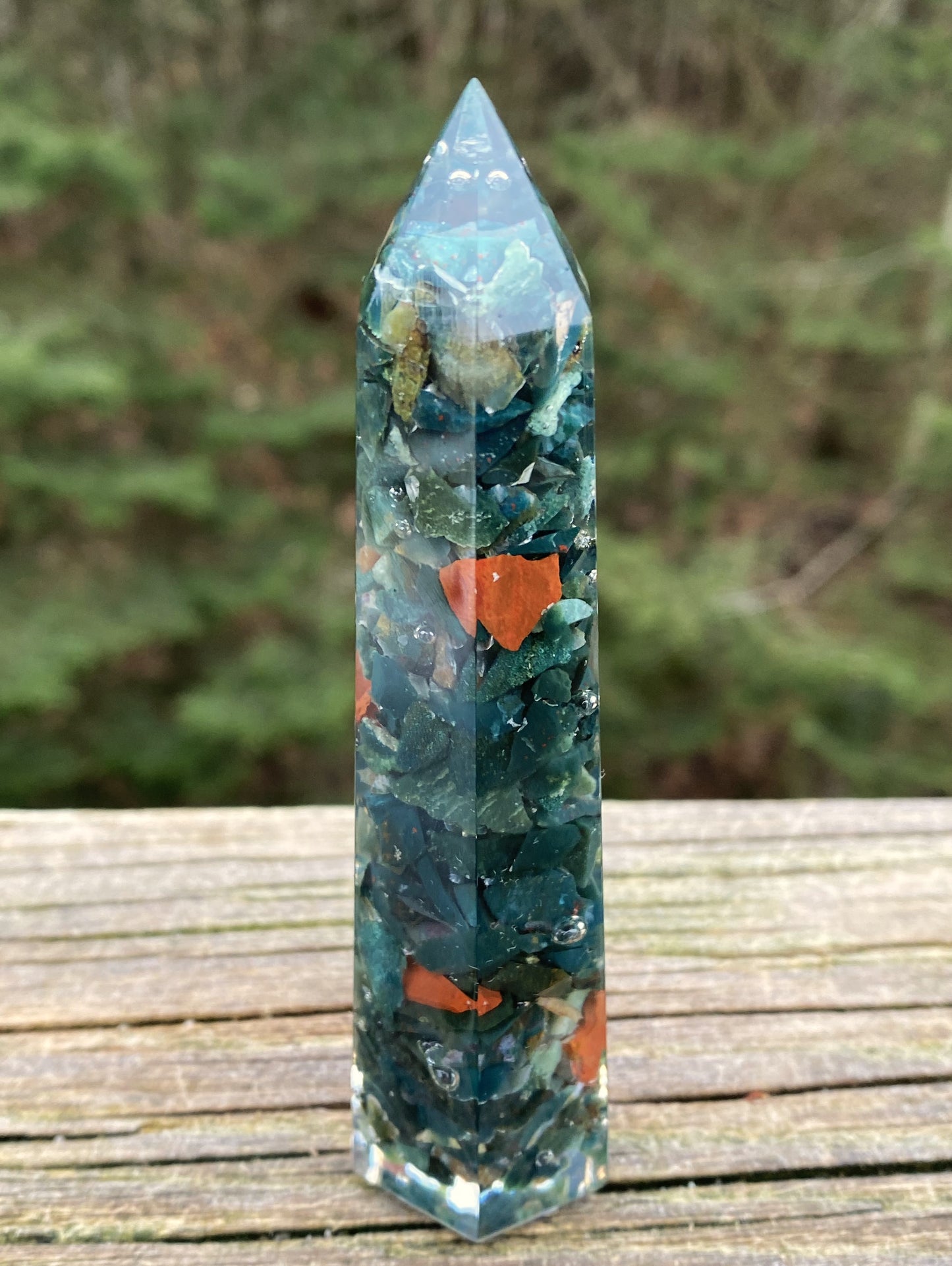 Bloodstone Orgone Tower 4" Abundance Healing Cleansing 29218S