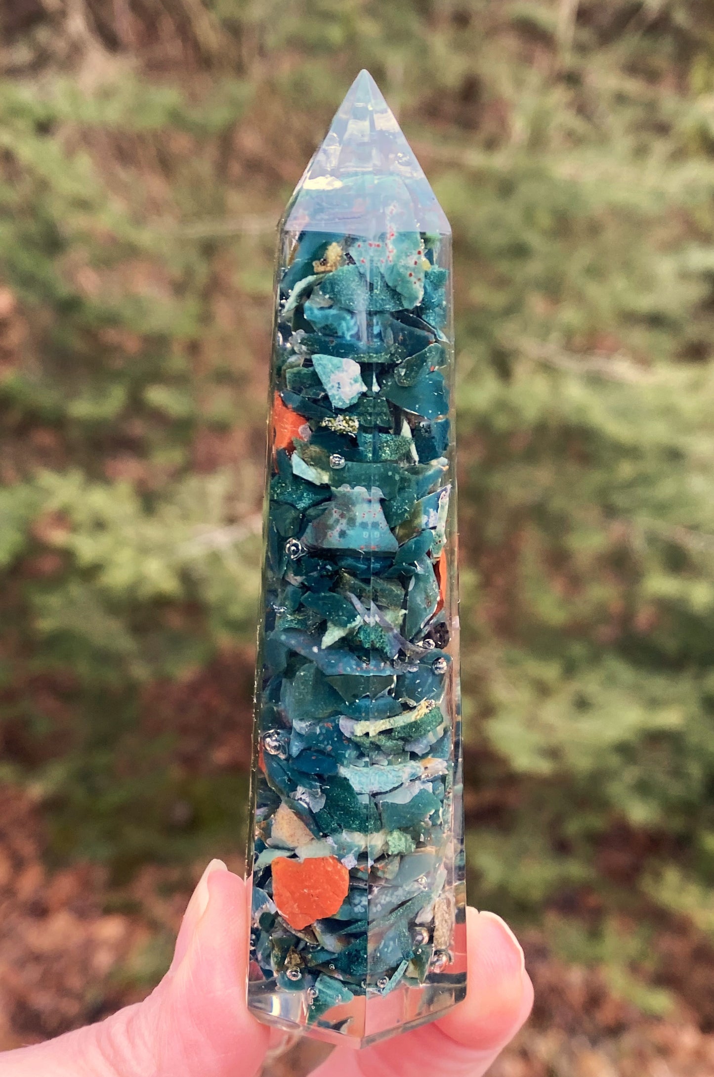 Bloodstone Orgone Tower 4" Abundance Healing Cleansing 29218S