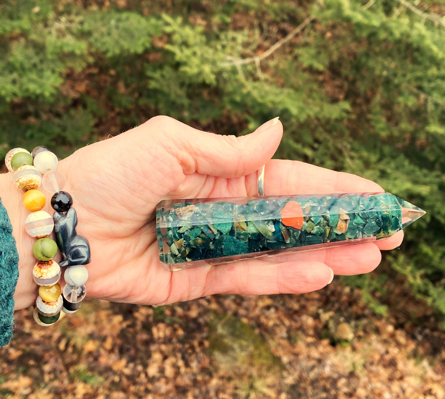 Bloodstone Orgone Tower 4" Abundance Healing Cleansing 29218S