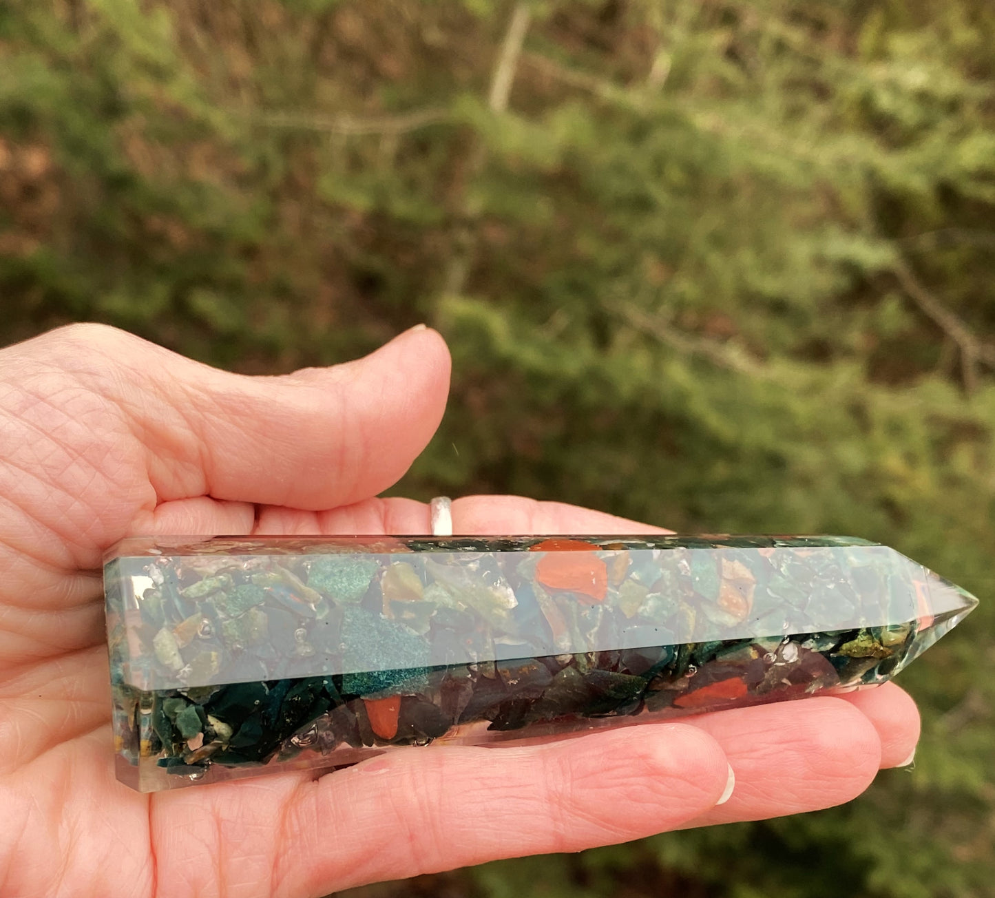 Bloodstone Orgone Tower 4" Abundance Healing Cleansing 29218S