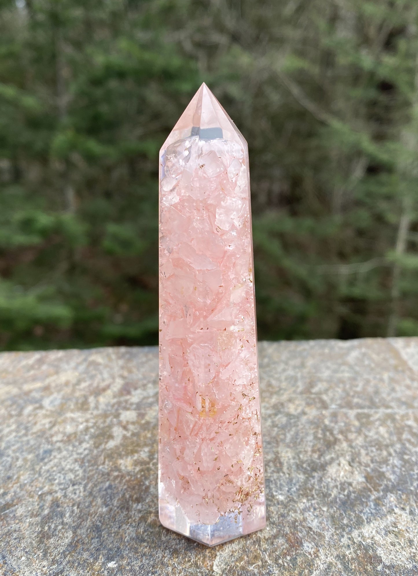Rose Quartz Orgone Tower Point 4" Love Compassion 29221S