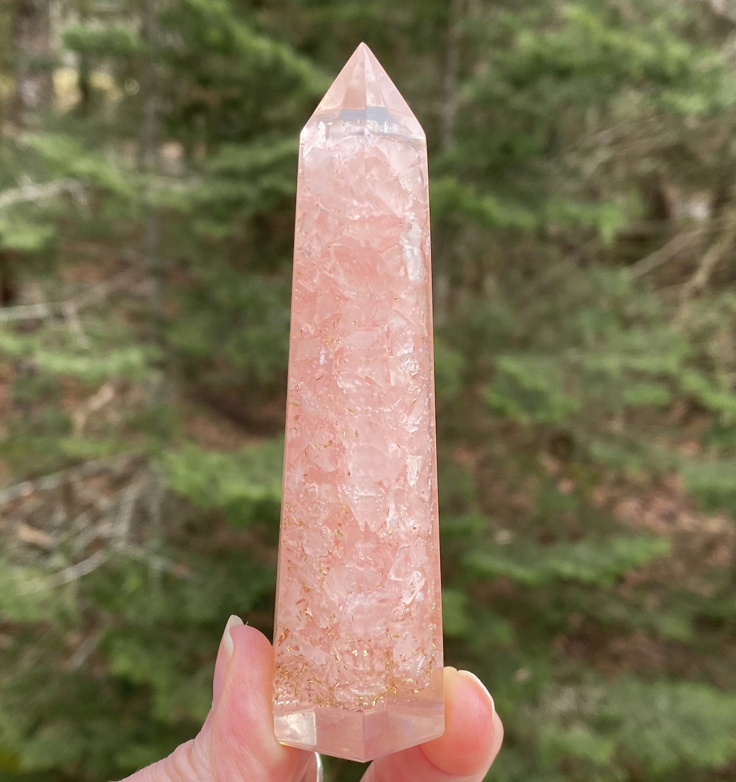 Rose Quartz Orgone Tower Point 4" Love Compassion 29221S