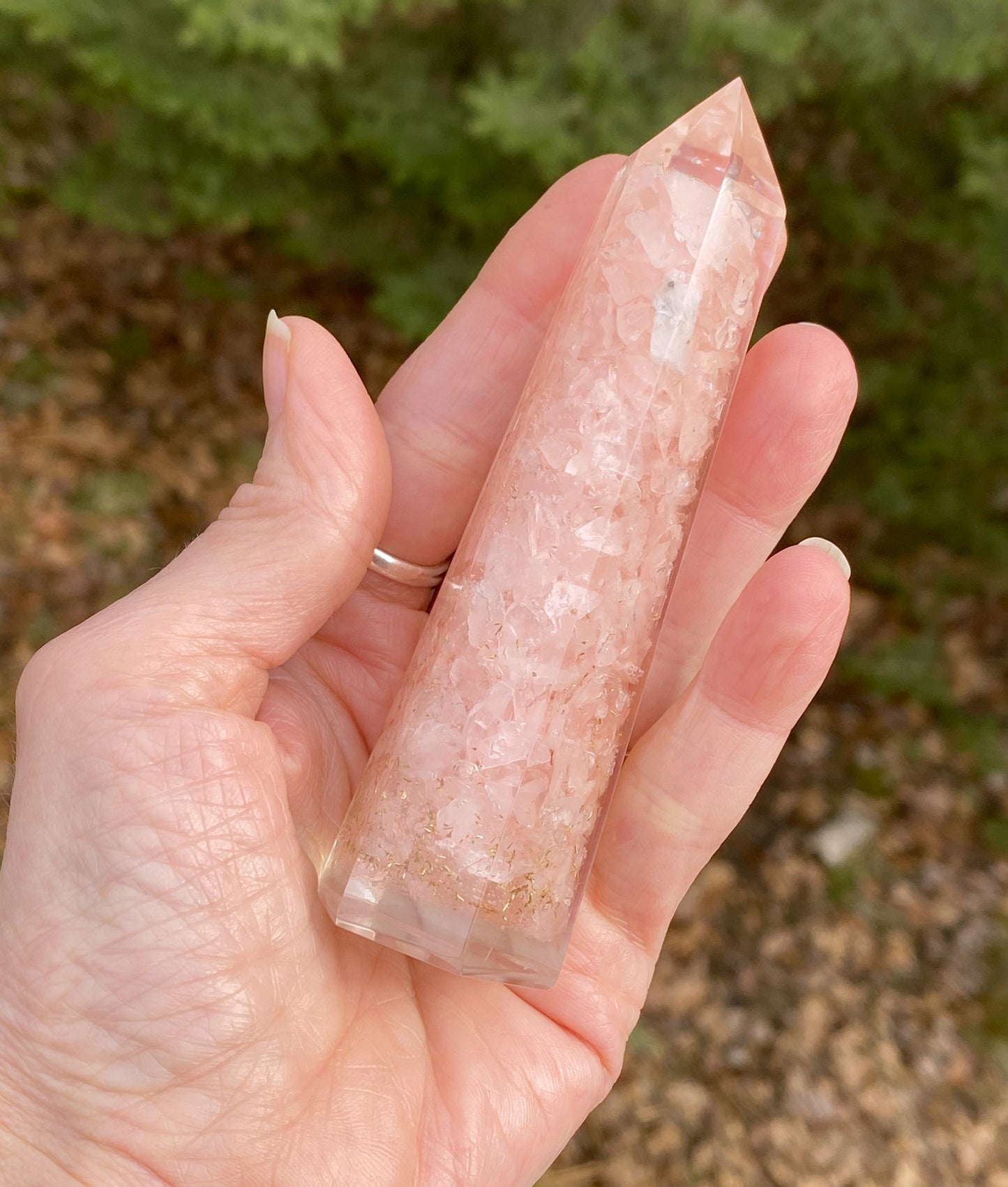 Rose Quartz Orgone Tower Point 4" Love Compassion 29221S