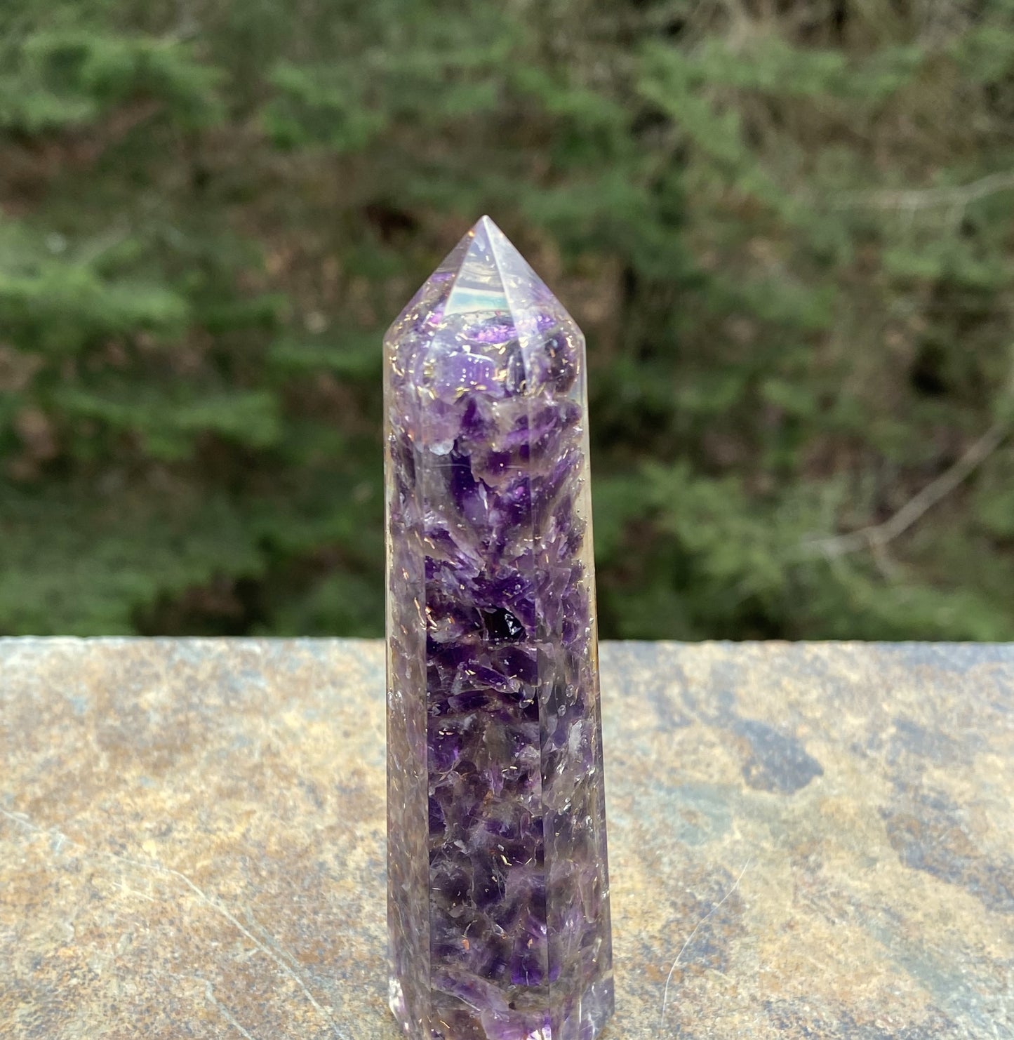 Amethyst Orgone Tower Point 4" Intuition Healing Protection 29224S