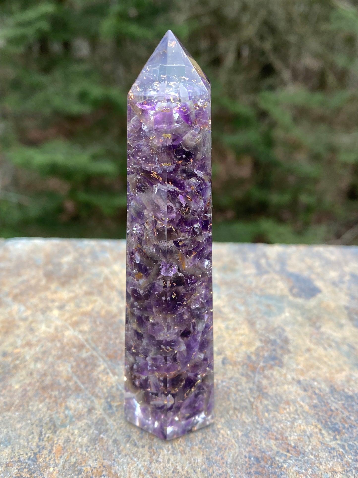 Amethyst Orgone Tower Point 4" Intuition Healing Protection 29224S