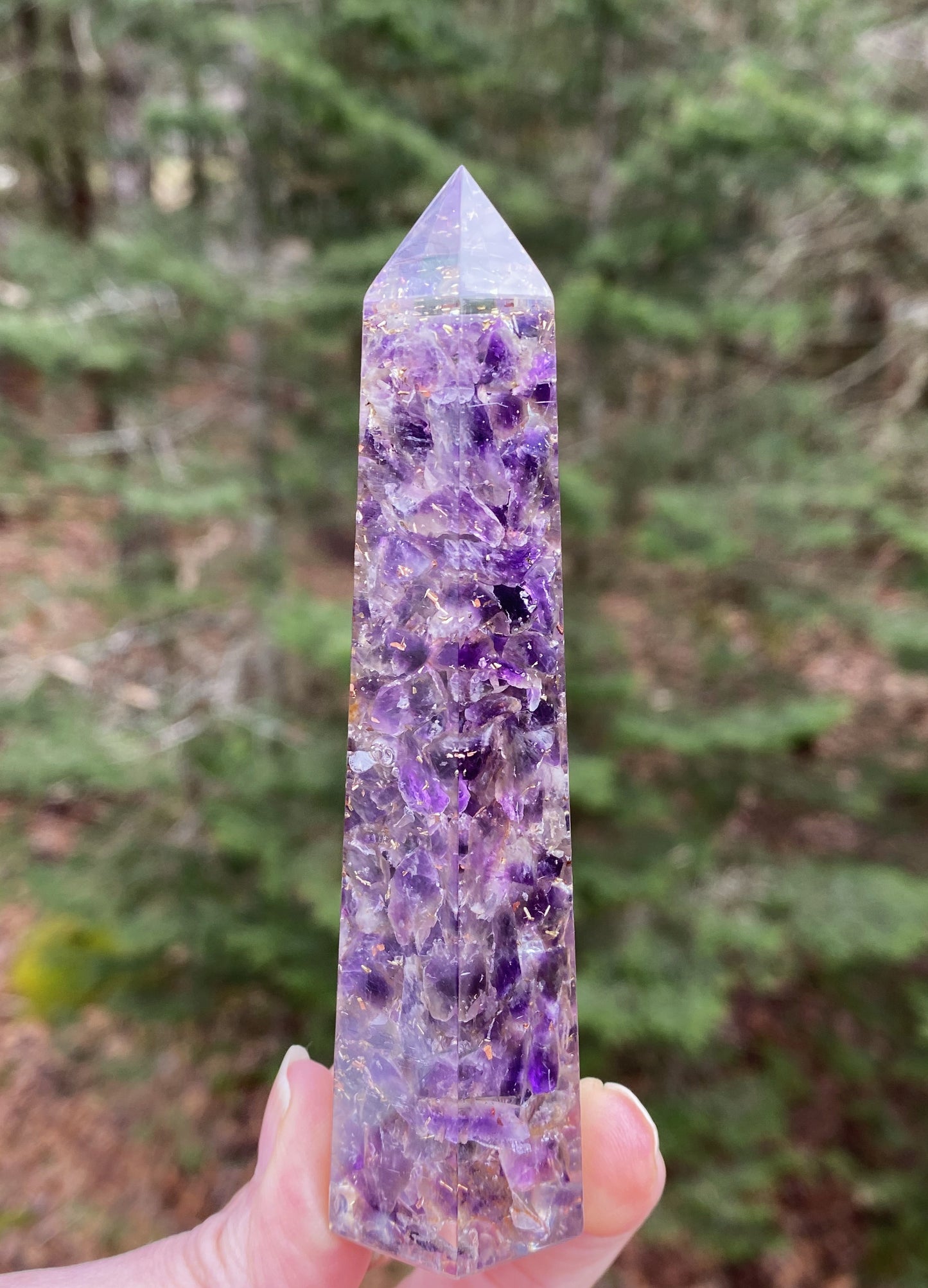 Amethyst Orgone Tower Point 4" Intuition Healing Protection 29224S
