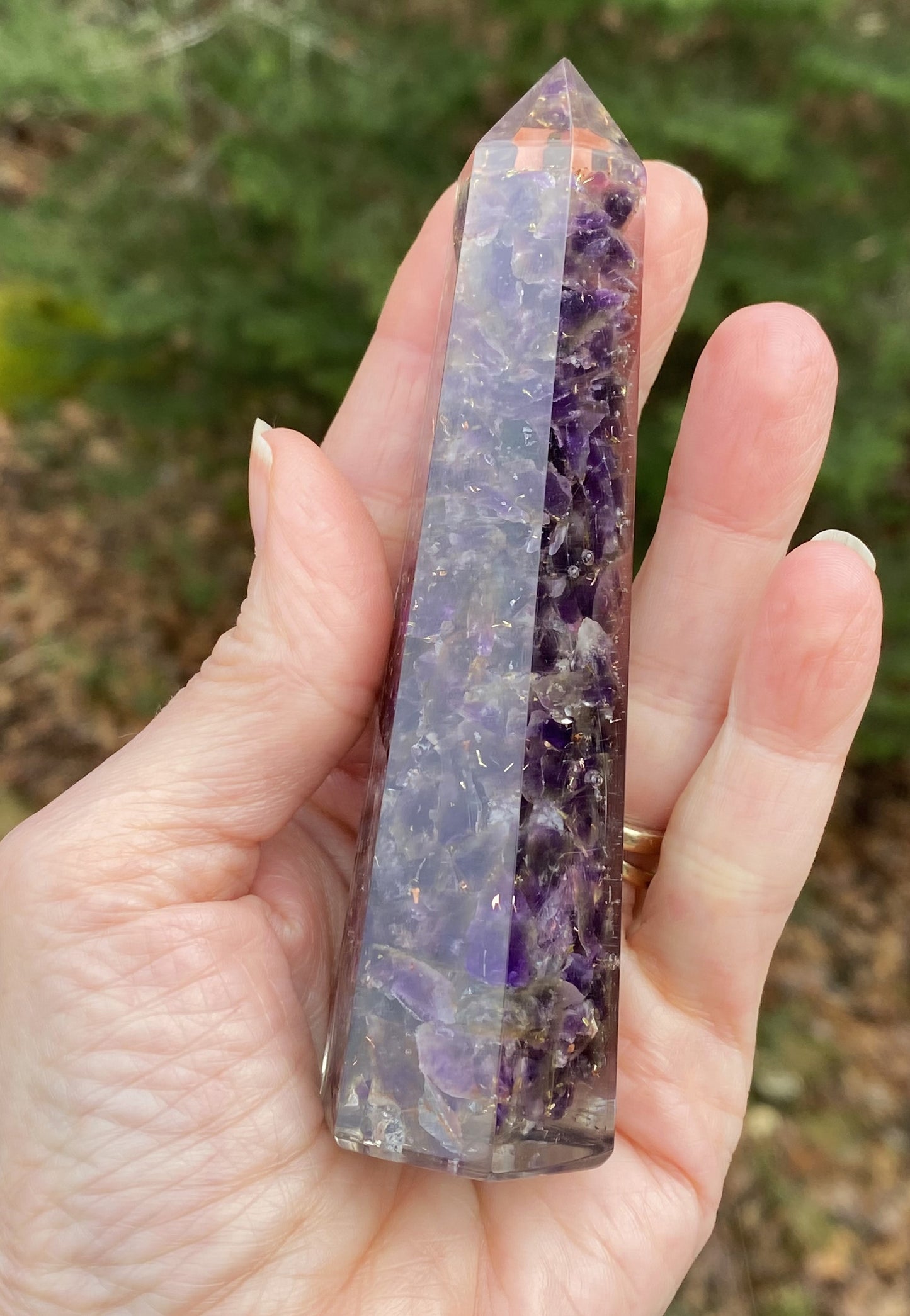 Amethyst Orgone Tower Point 4" Intuition Healing Protection 29224S