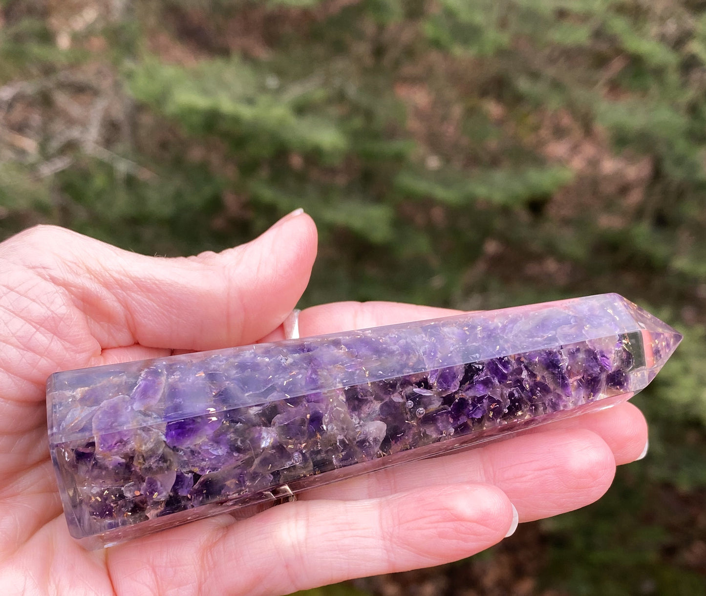Amethyst Orgone Tower Point 4" Intuition Healing Protection 29224S