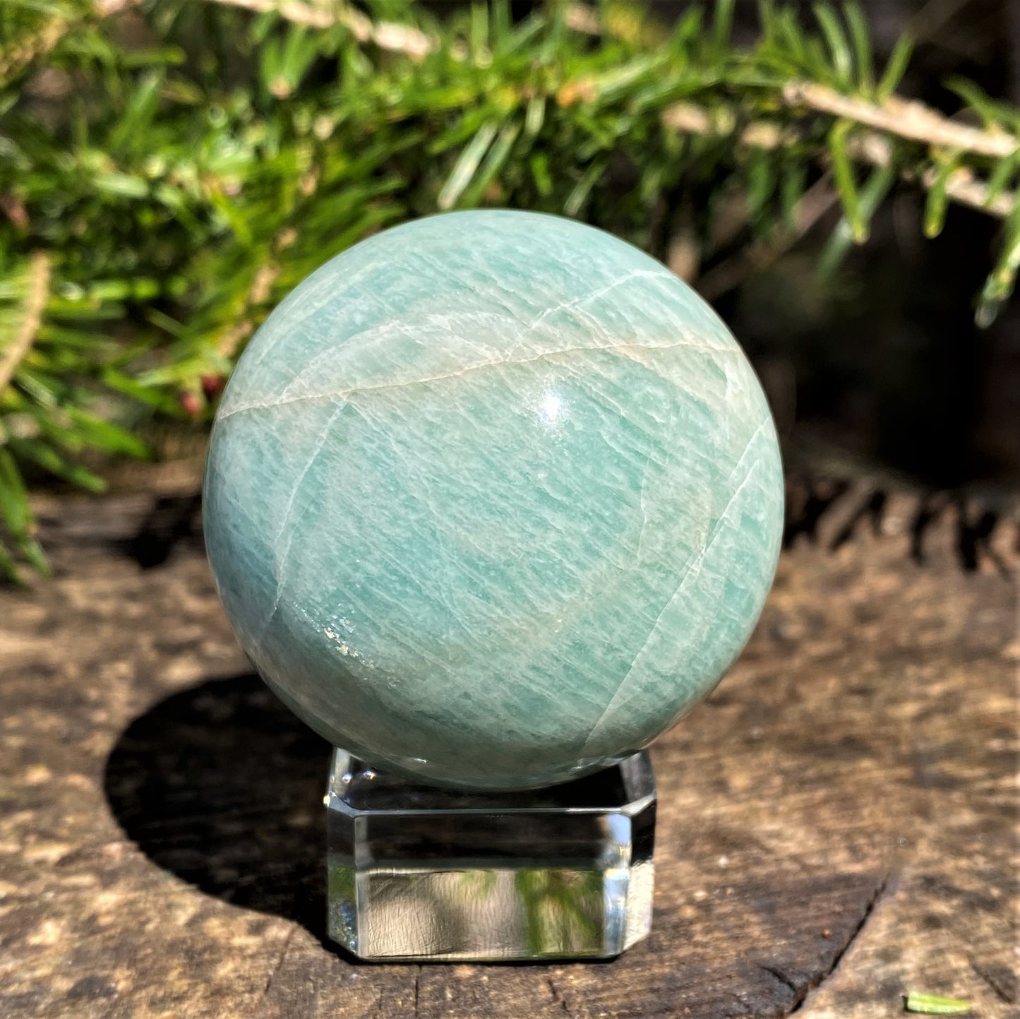 Amazonite Sphere Glass Stand - Balance Communication 28615S