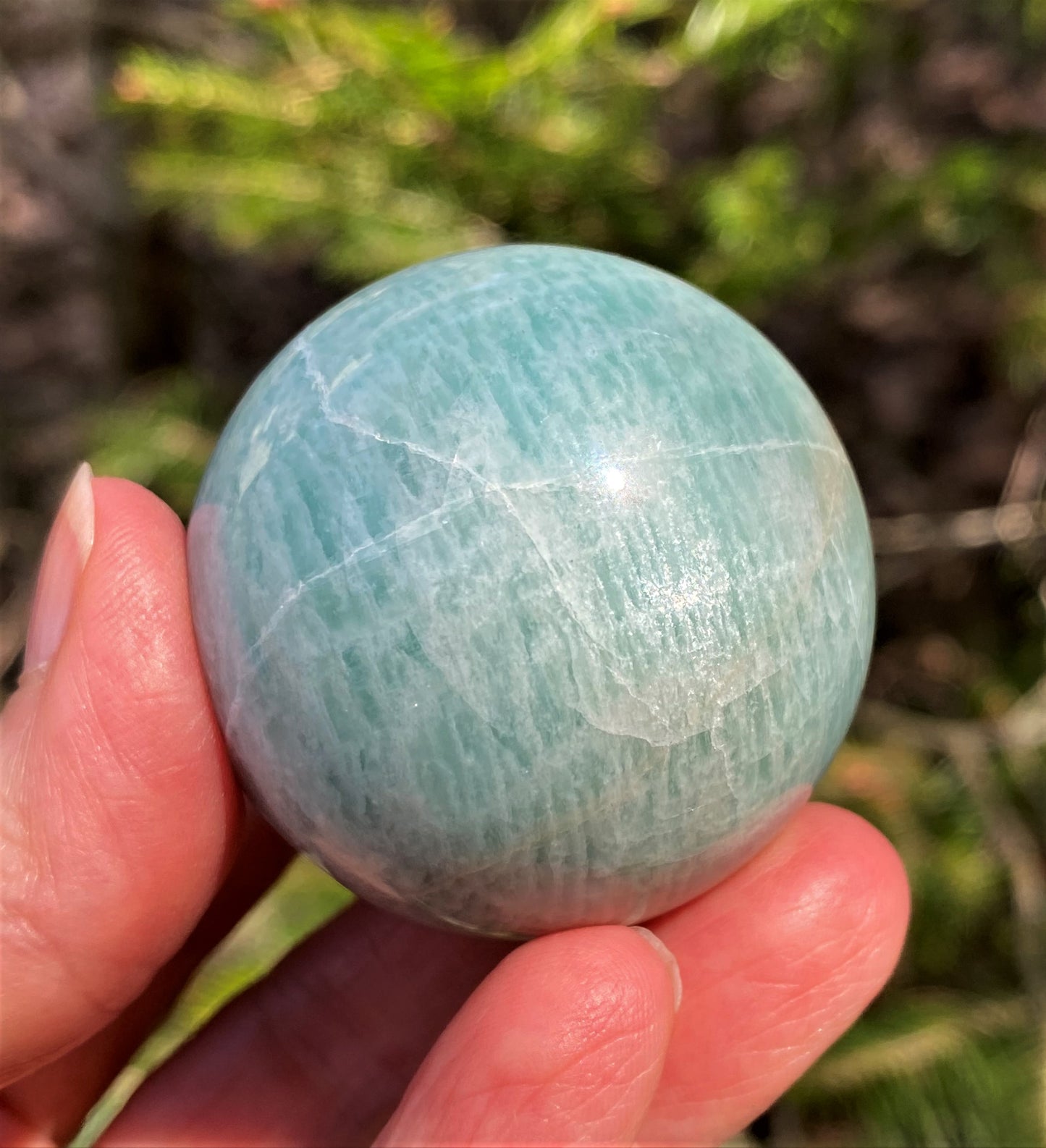 Amazonite Sphere Glass Stand - Balance Communication 28615S