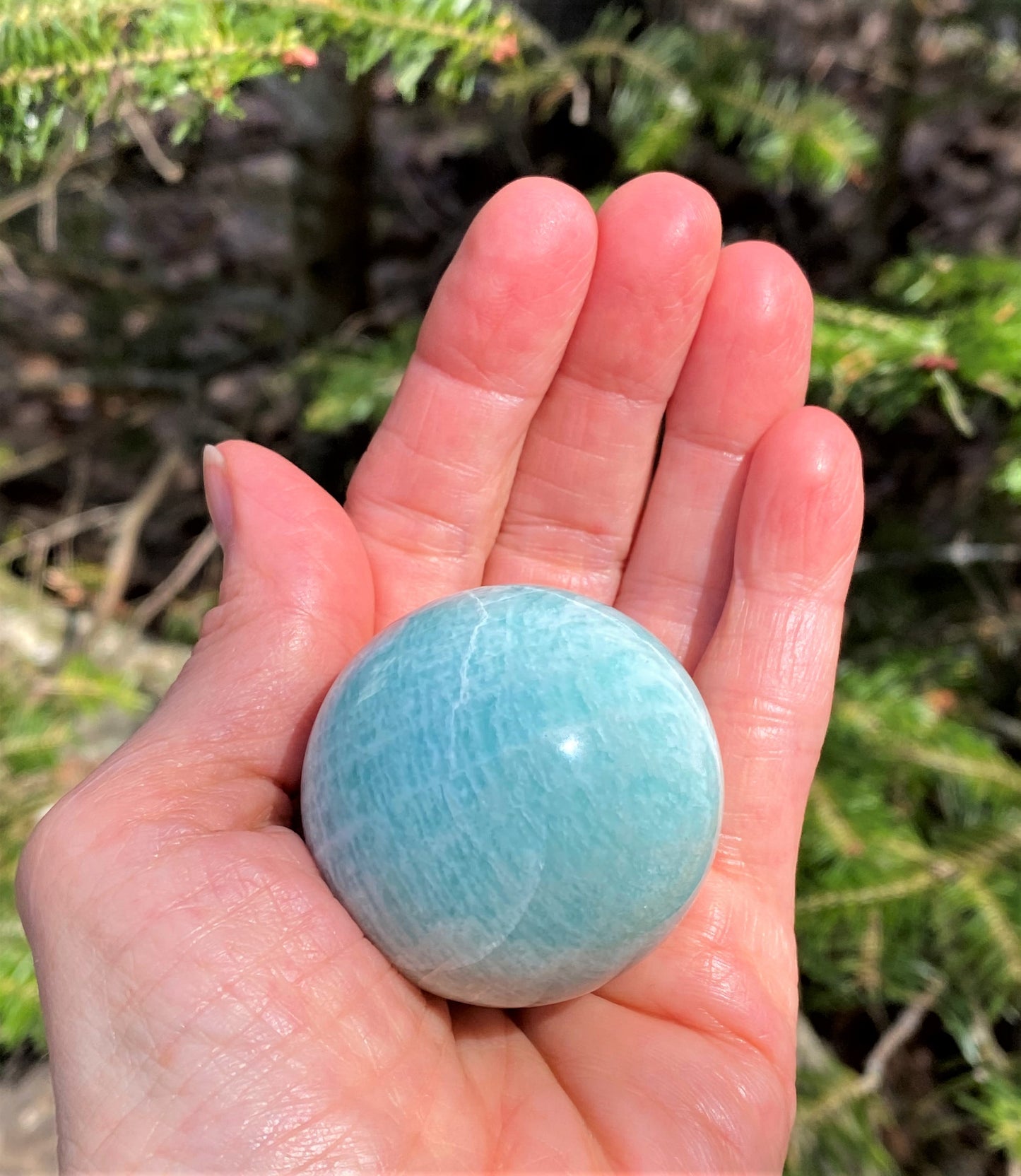 Amazonite Sphere Glass Stand - Balance Communication 28615S