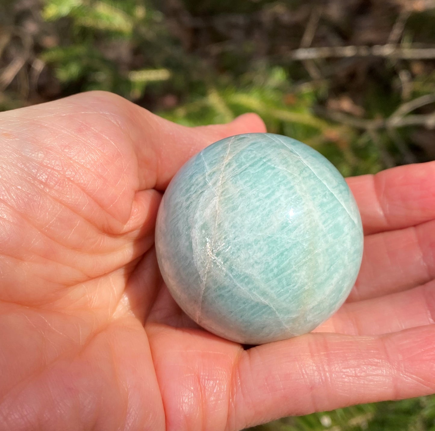 Amazonite Sphere Glass Stand - Balance Communication 28615S