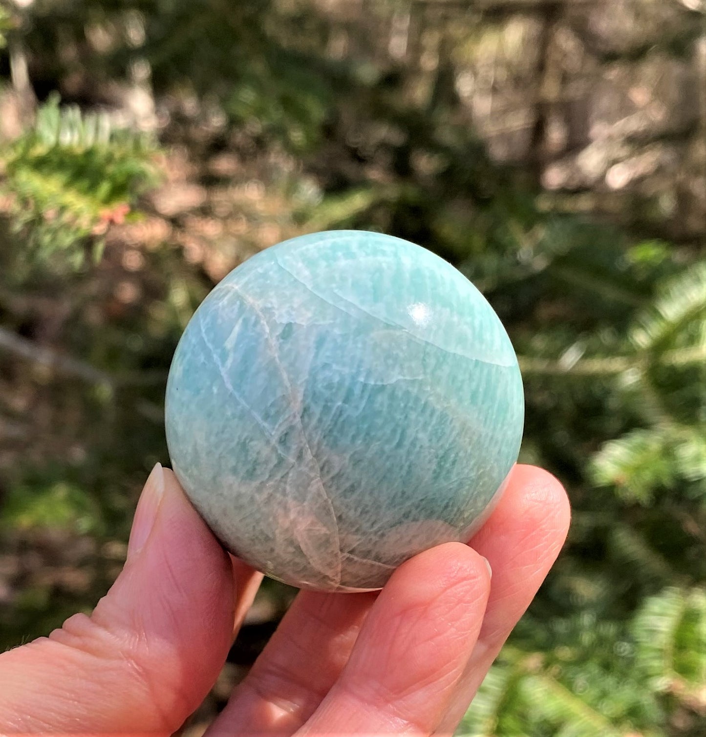 Amazonite Sphere Glass Stand - Balance Communication 28615S