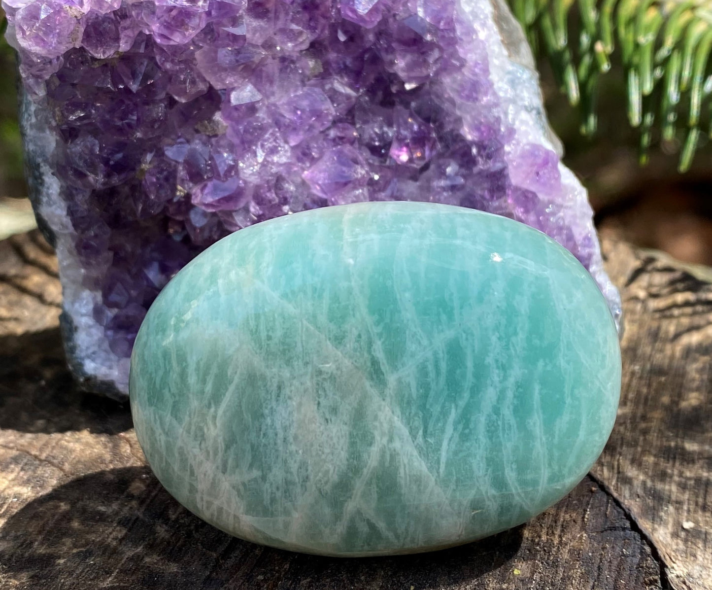 Amazonite Palm Stone Truth Balance Communication 28619S
