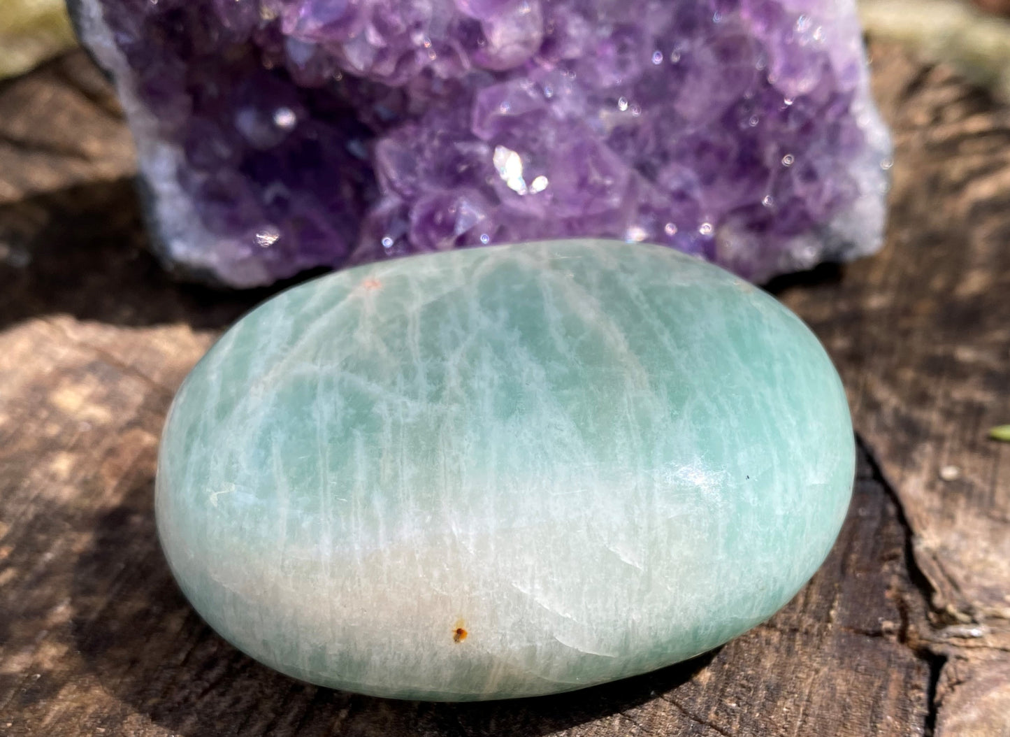 Amazonite Palm Stone Truth Balance Communication 28619S