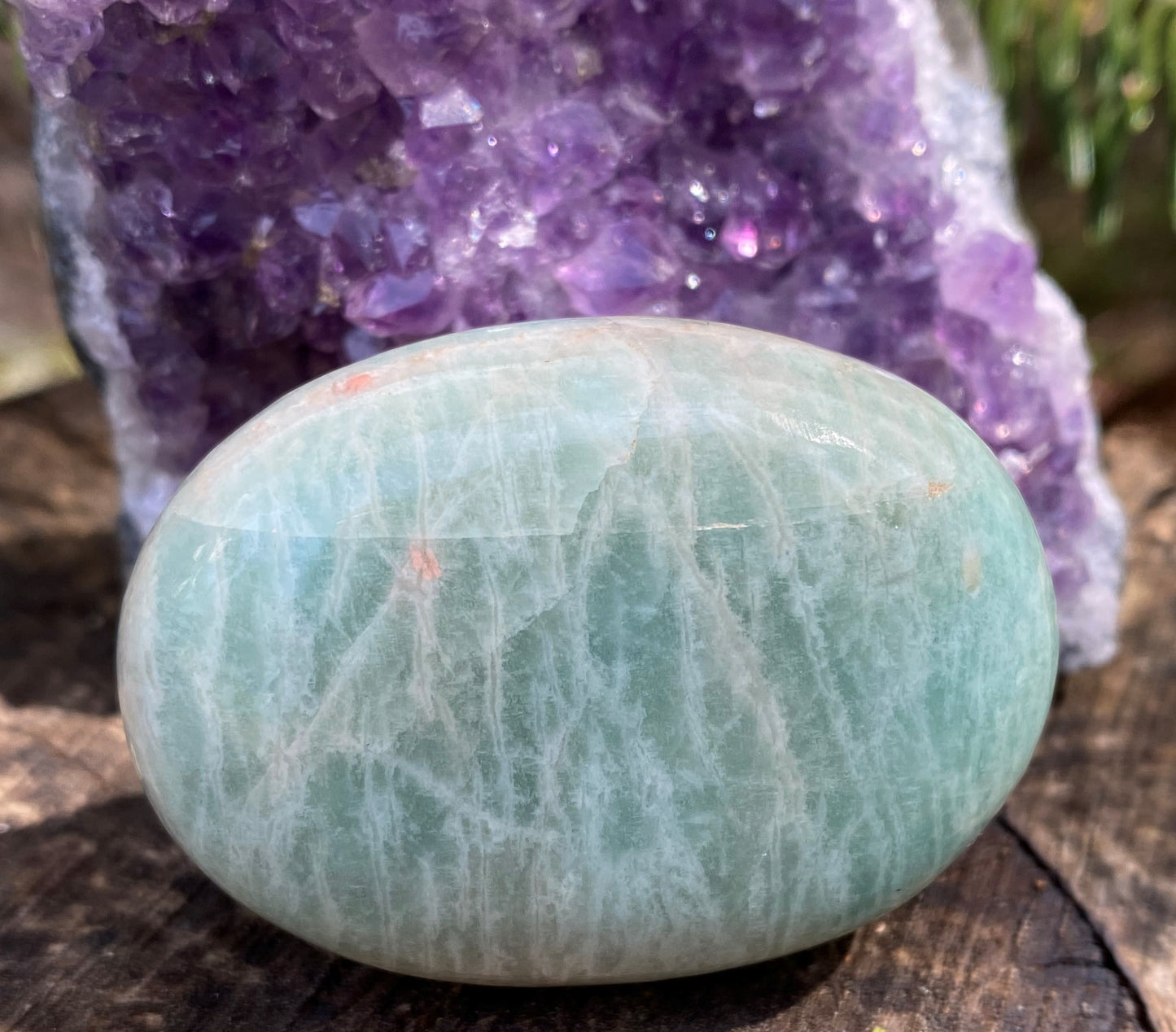 Amazonite Palm Stone Truth Balance Communication 28619S
