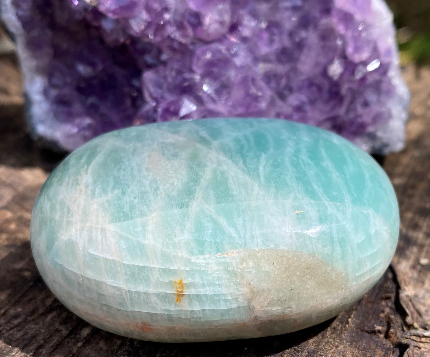 Amazonite Palm Stone Truth Balance Communication 28619S