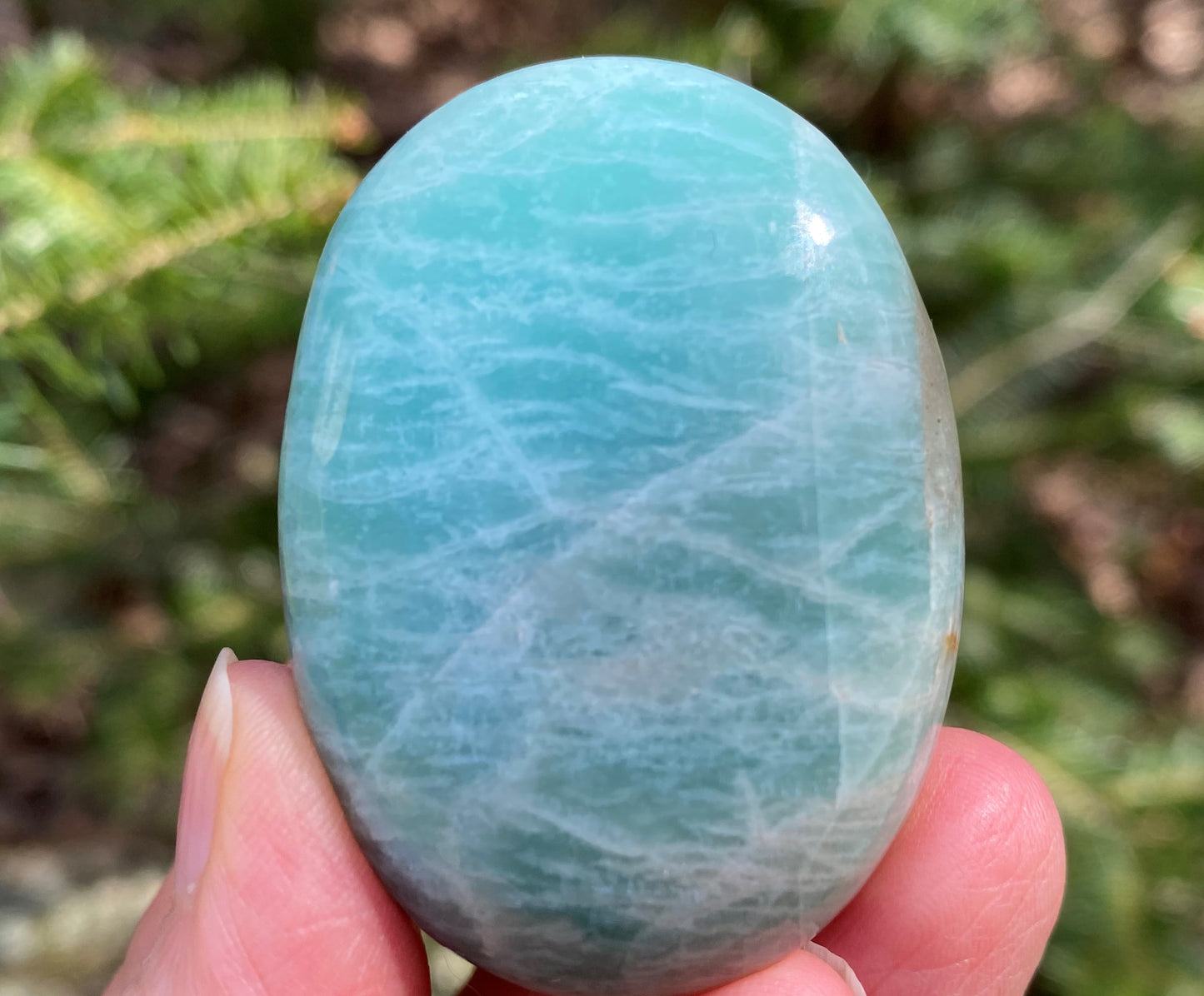 Amazonite Palm Stone Truth Balance Communication 28619S
