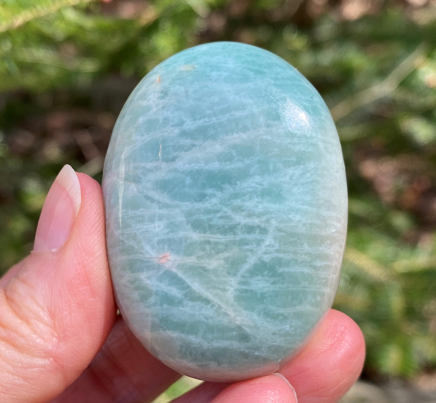 Amazonite Palm Stone Truth Balance Communication 28619S