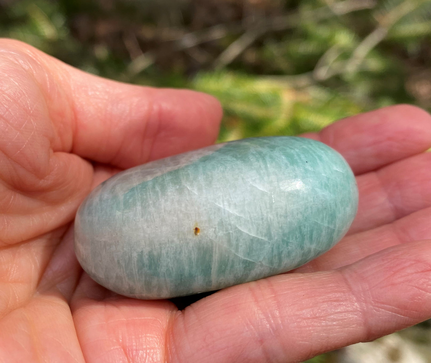 Amazonite Palm Stone Truth Balance Communication 28619S
