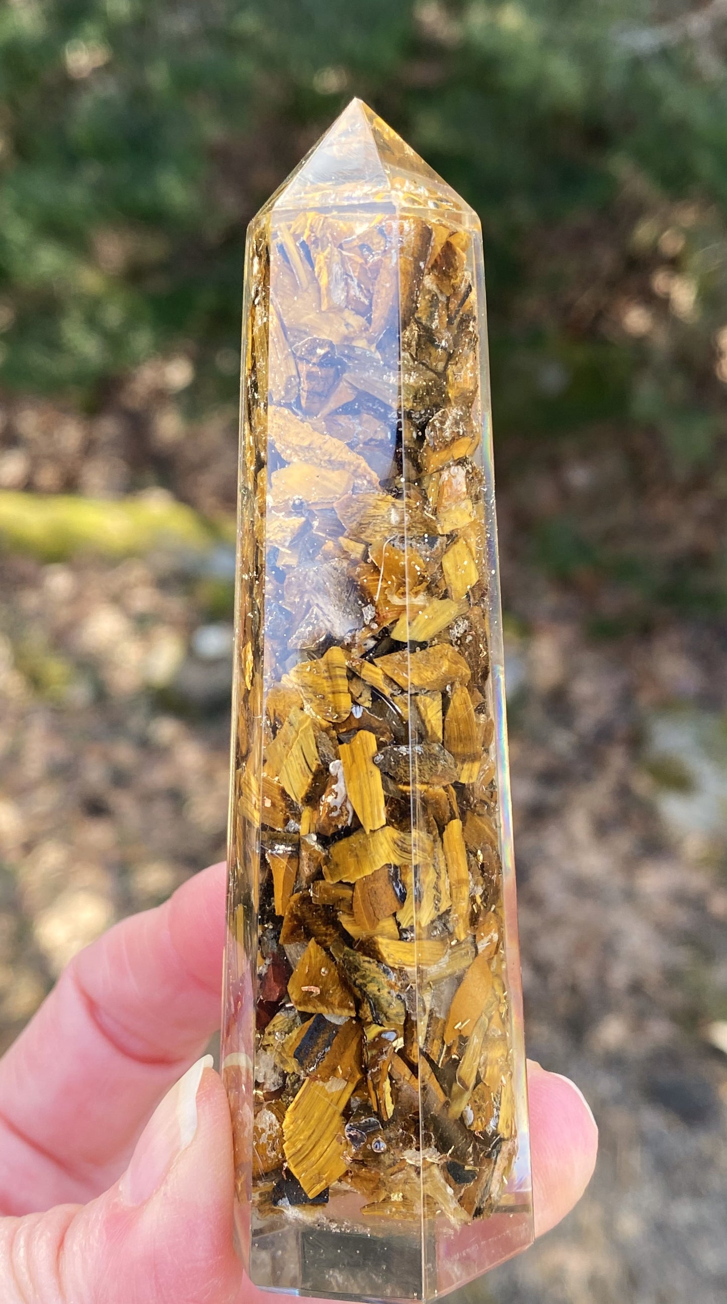 Golden Tigers Eye Orgone Tower Point Protection Balance Creativity 29268S