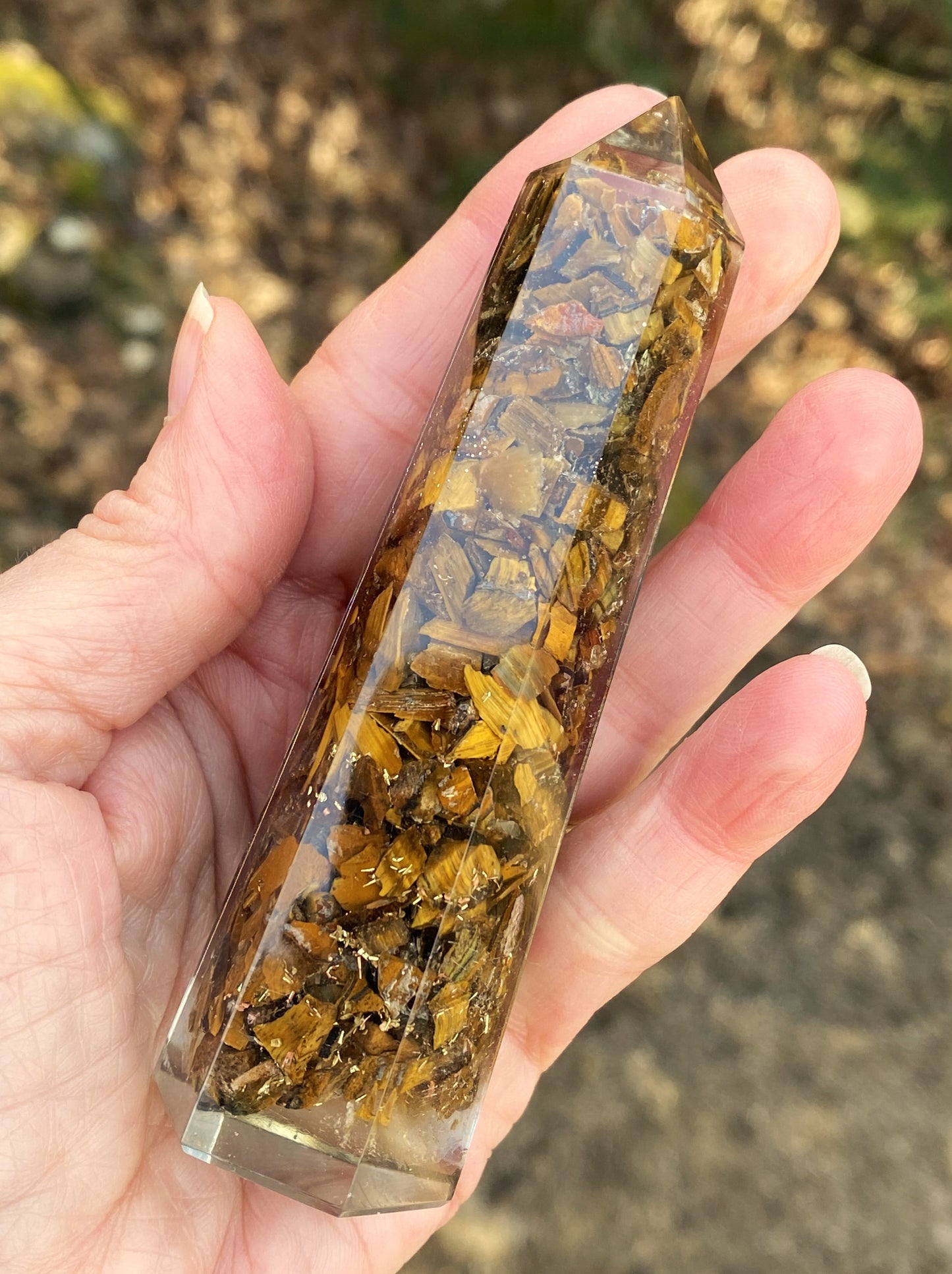 Golden Tigers Eye Orgone Tower Point Protection Balance Creativity 29268S
